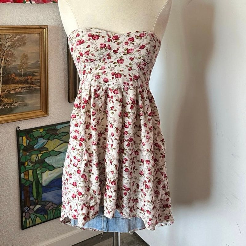 Feathers feathers red and white sleeve floral top Size S / US 4 / IT 40 - 1 Thumbnail