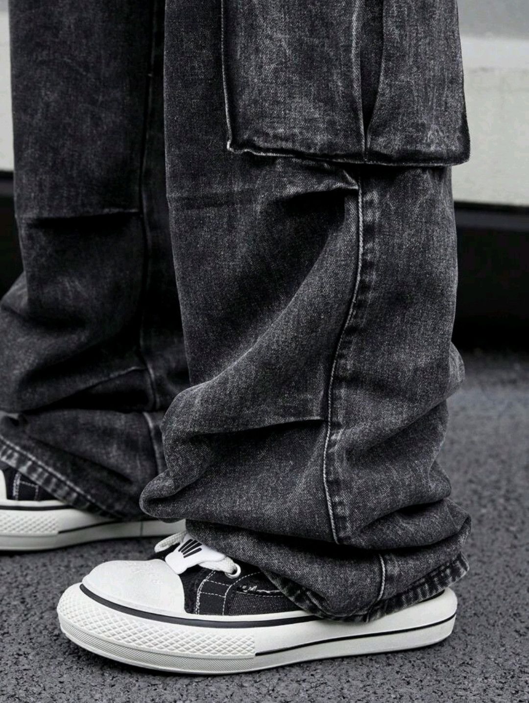 Japanese Brand × Jean Casual Flap Pocket Side Black Cargo Jeans sh Size US 35 - 6 Thumbnail