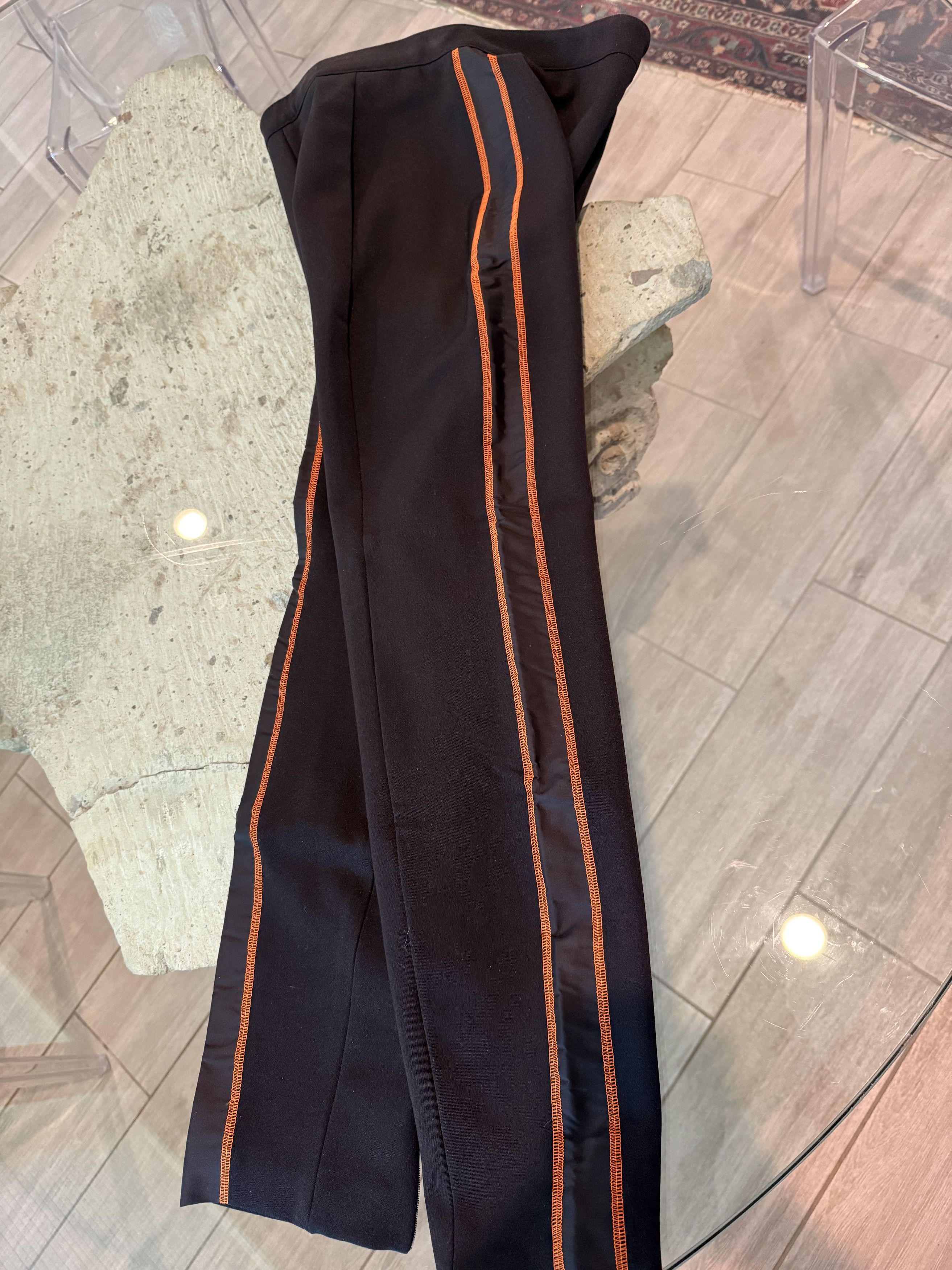 Prada Black/Orange Stitching Dress Pants
