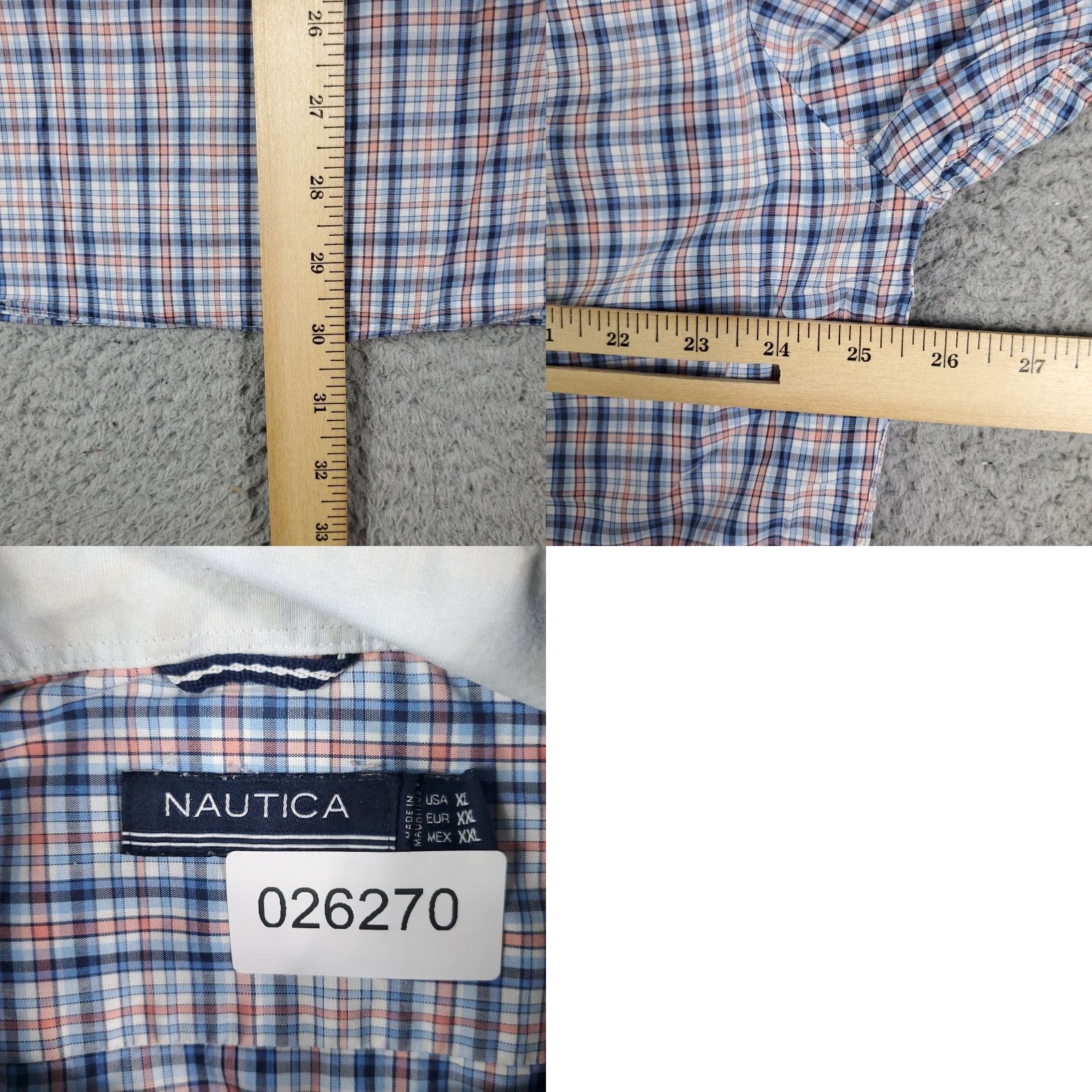 Nautica Nautica Blue Plaid Button-Up Shirt Mens XL Short Sleeve Casual Modern Size US XL / EU 56 / 4 - 8 Thumbnail