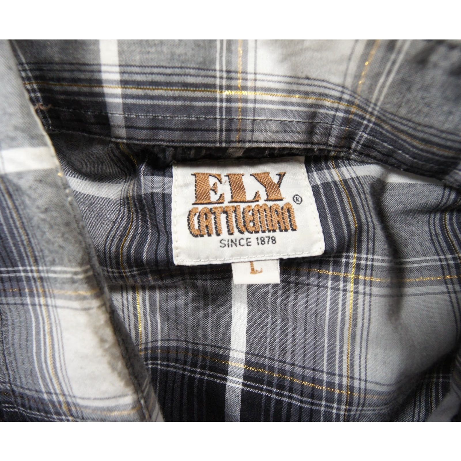 Vintage VINTAGE Ely Cattleman Shirt Large Black Button-Down Pearl Snap Plaid Western Shirt Mens L Black Pearl Snap Western Button-Up Capable Size US L / EU 52-54 / 3 - 6 Thumbnail