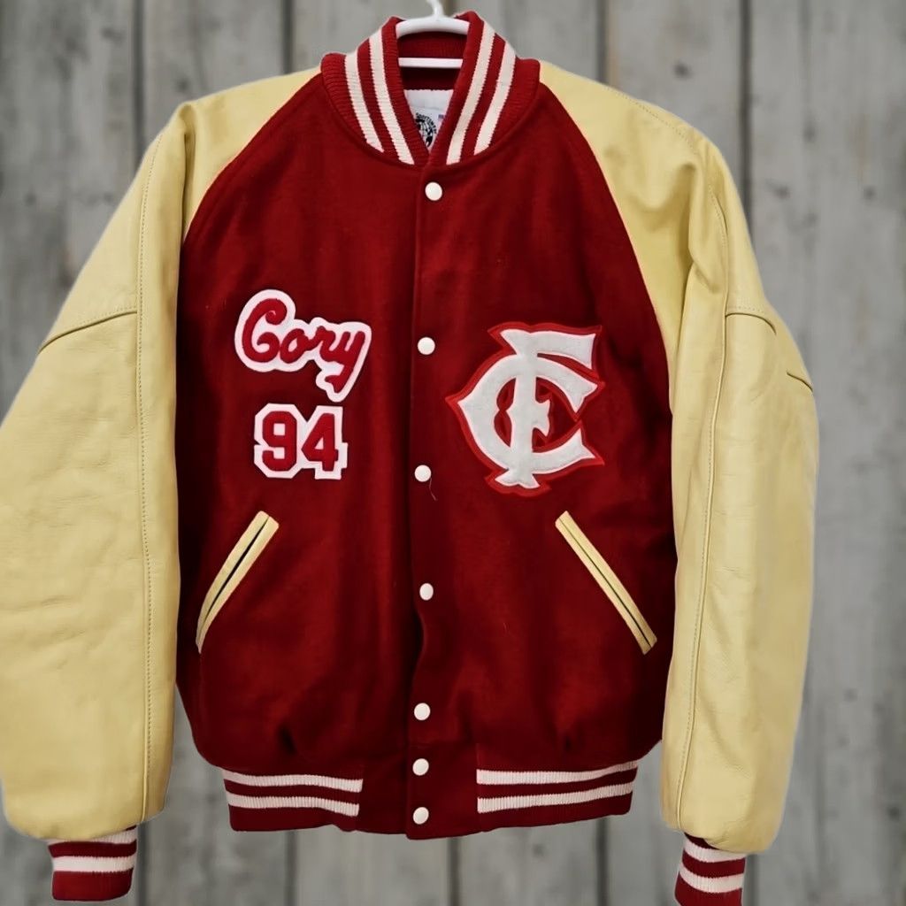 Vintage VINTAGE Leader Sportswear Leather Letterman Jacket Mens Large - Chippewa Falls WI 1994 Flight/Bomber Red Varsity Shirt/Workwear Size US L / EU 52-54 / 3 - 1 Thumbnail