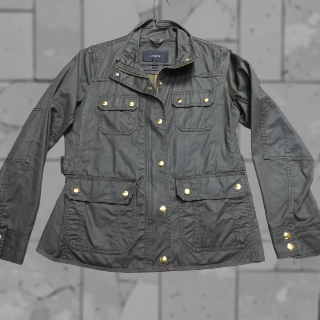 J.Crew **VINTAGE J.CREW Womens Green Jacket Small Waxed Canvas High Collar** User: Vintage J.CREW Womens Green Jacket Small Waxed Canvas High Collar Size S / US 4 / IT 40 - 1 Thumbnail
