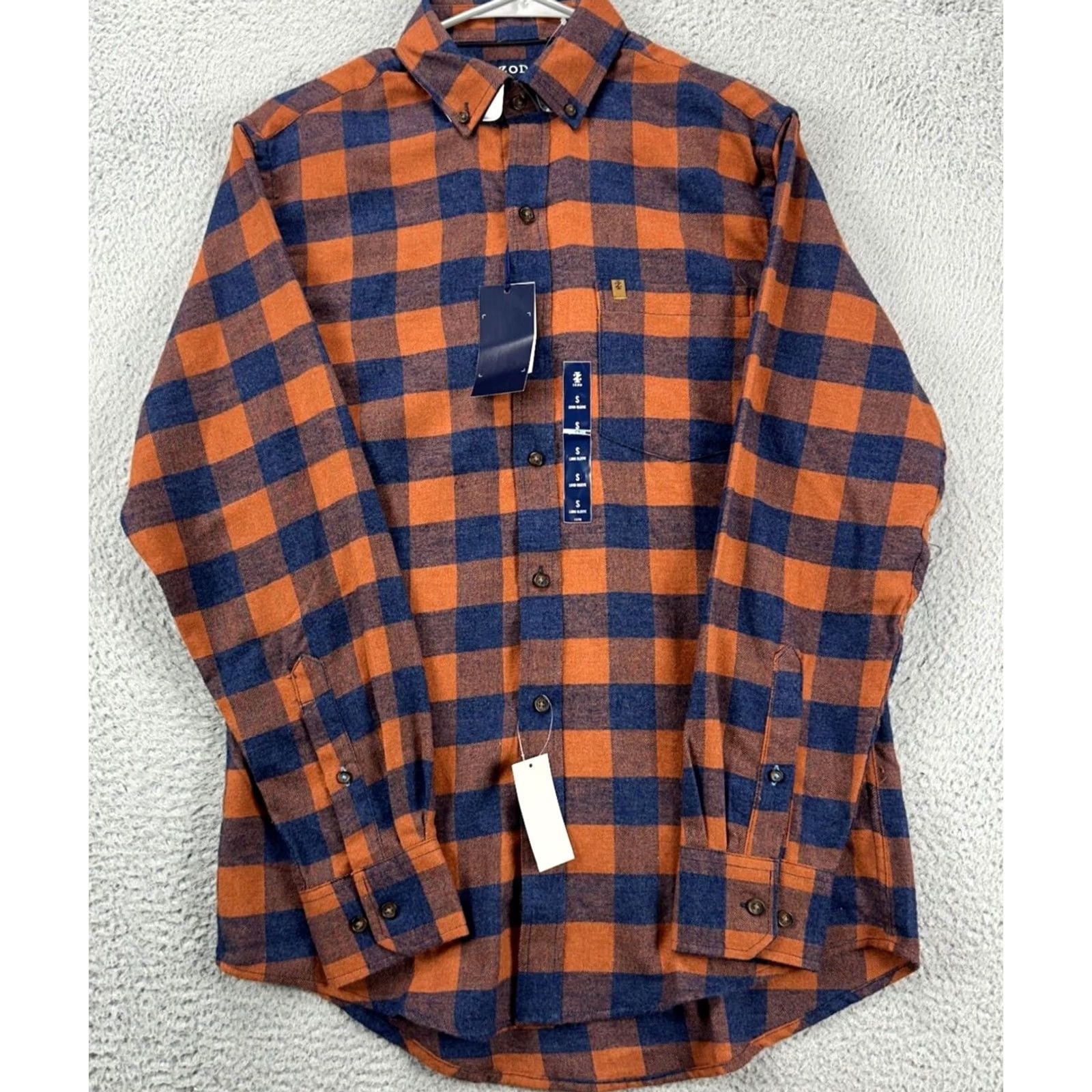 Izod VINTAGE Izod Flannel Shirt Mens Small Orange Blue Check Stratton Button Down Adult NEW Size US S / EU 44-46 / 1 - 5 Thumbnail