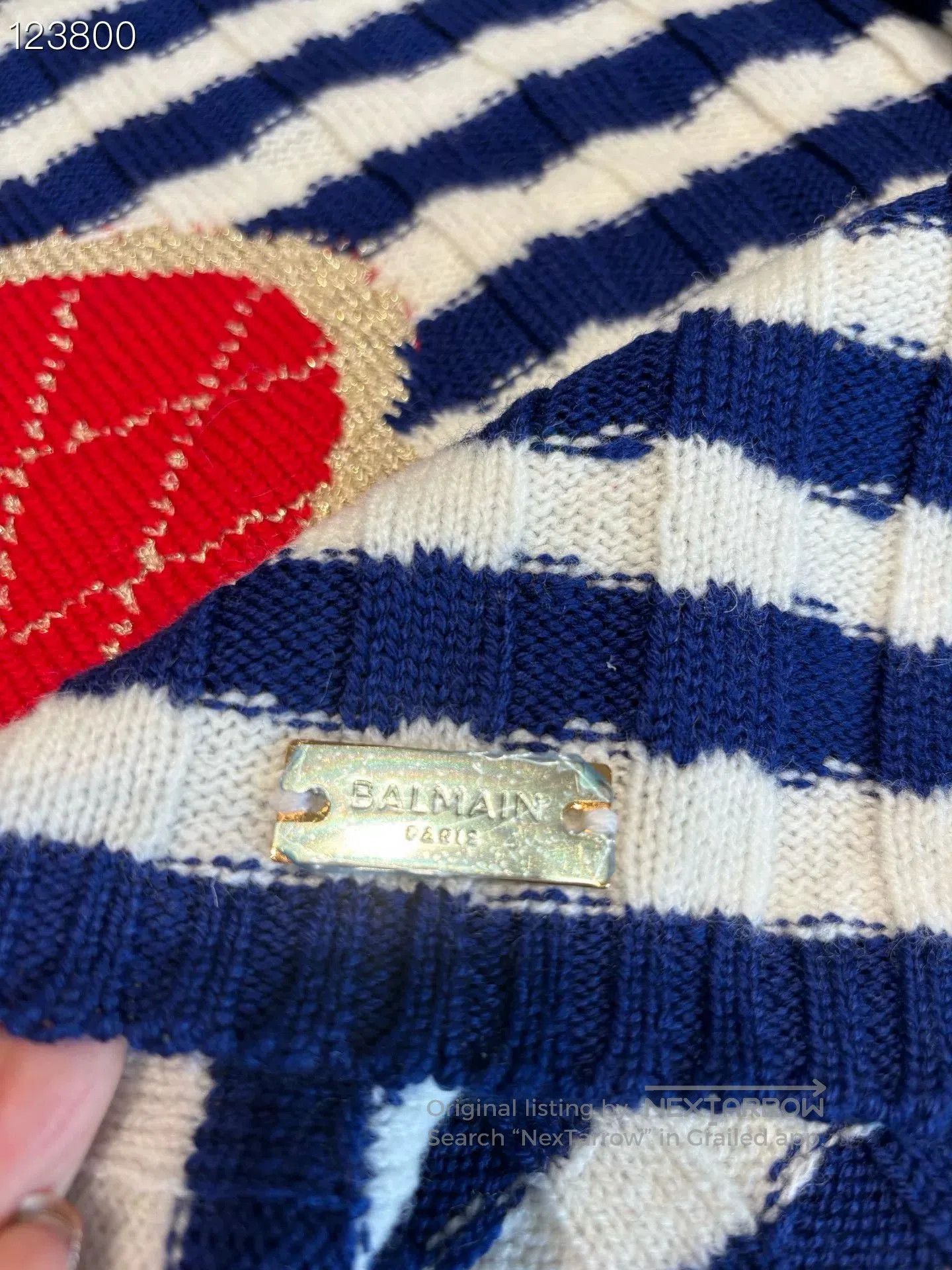 Balmain Balmain Red Heart Blue White Stripe Cashmere Top. Size S / US 4 / IT 40 - 5 Thumbnail