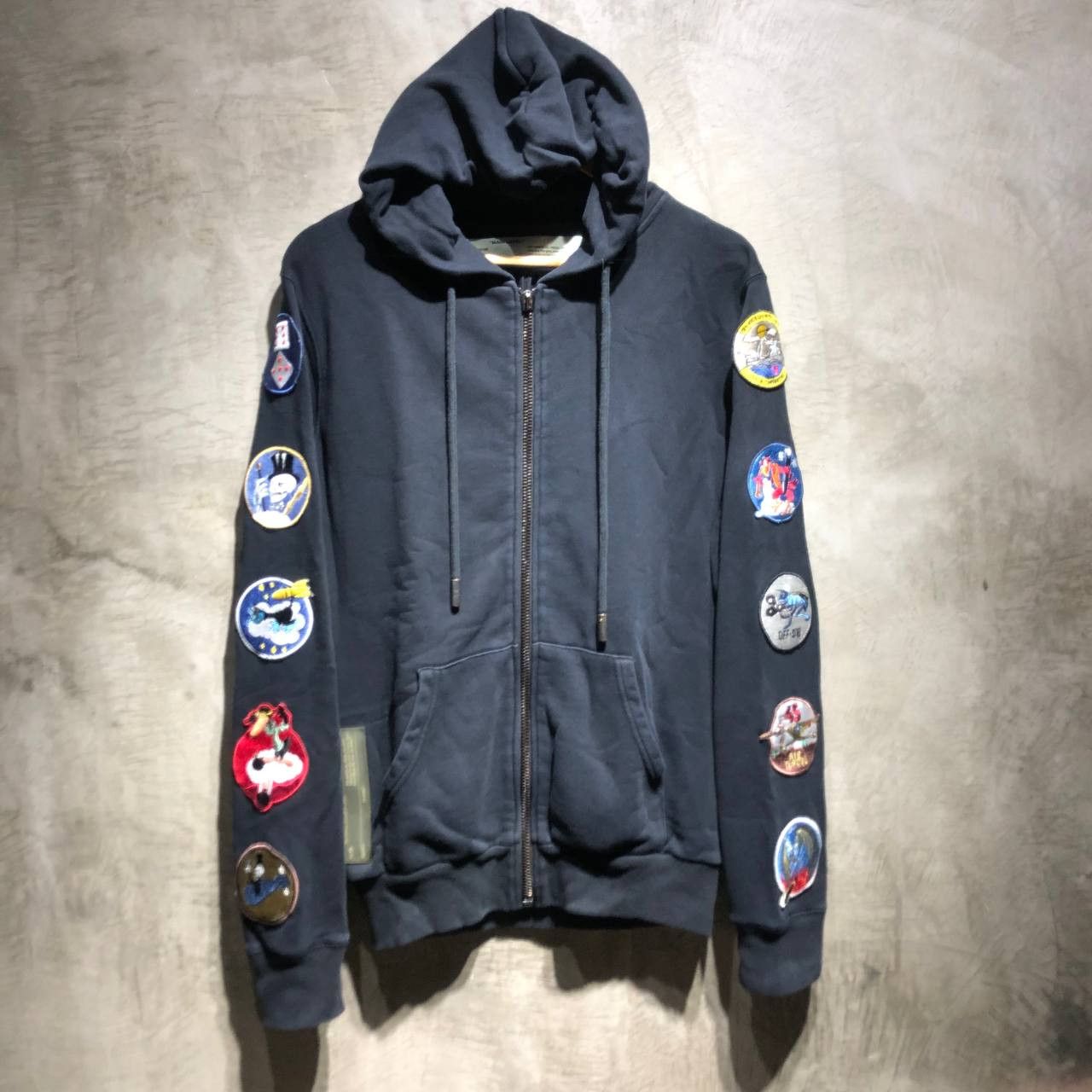 Off White Off White SS18 Patches Arrows Zip up hoodie Grailed