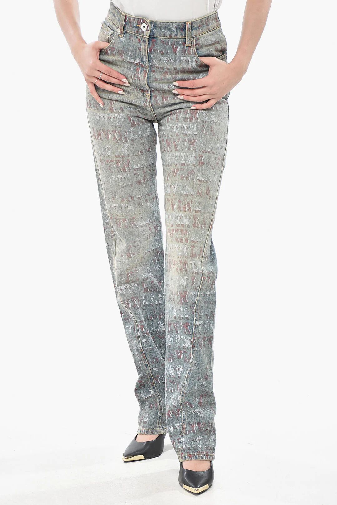 Lanvin og1mm0426 Printed Cotton Slim-Fit Straight-Leg Jeans Blue Size 27" / US 4 / IT 40 - 1 Thumbnail