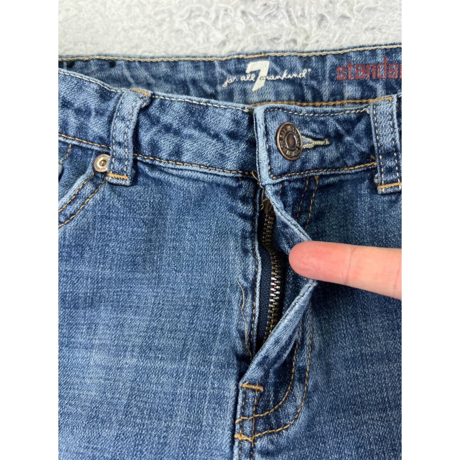 7 For All Mankind 7 For All Mankind Jeans Women 16 Blue Denim Mid Rise Straight 5-Pocket Cotton Denim Shirt? Size 38" / US 16 / IT 52 - 5 Thumbnail