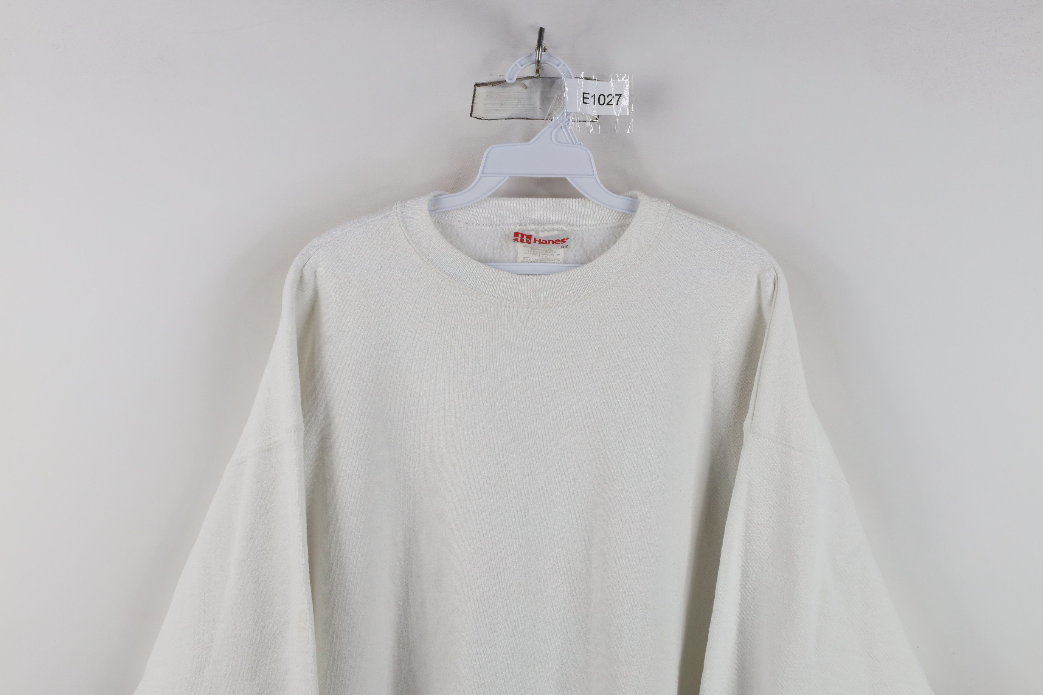 Vintage Vintage 90s Streetwear Blank Heavyweight Sweatshirt White Size US XL / EU 56 / 4 - 2 Thumbnail