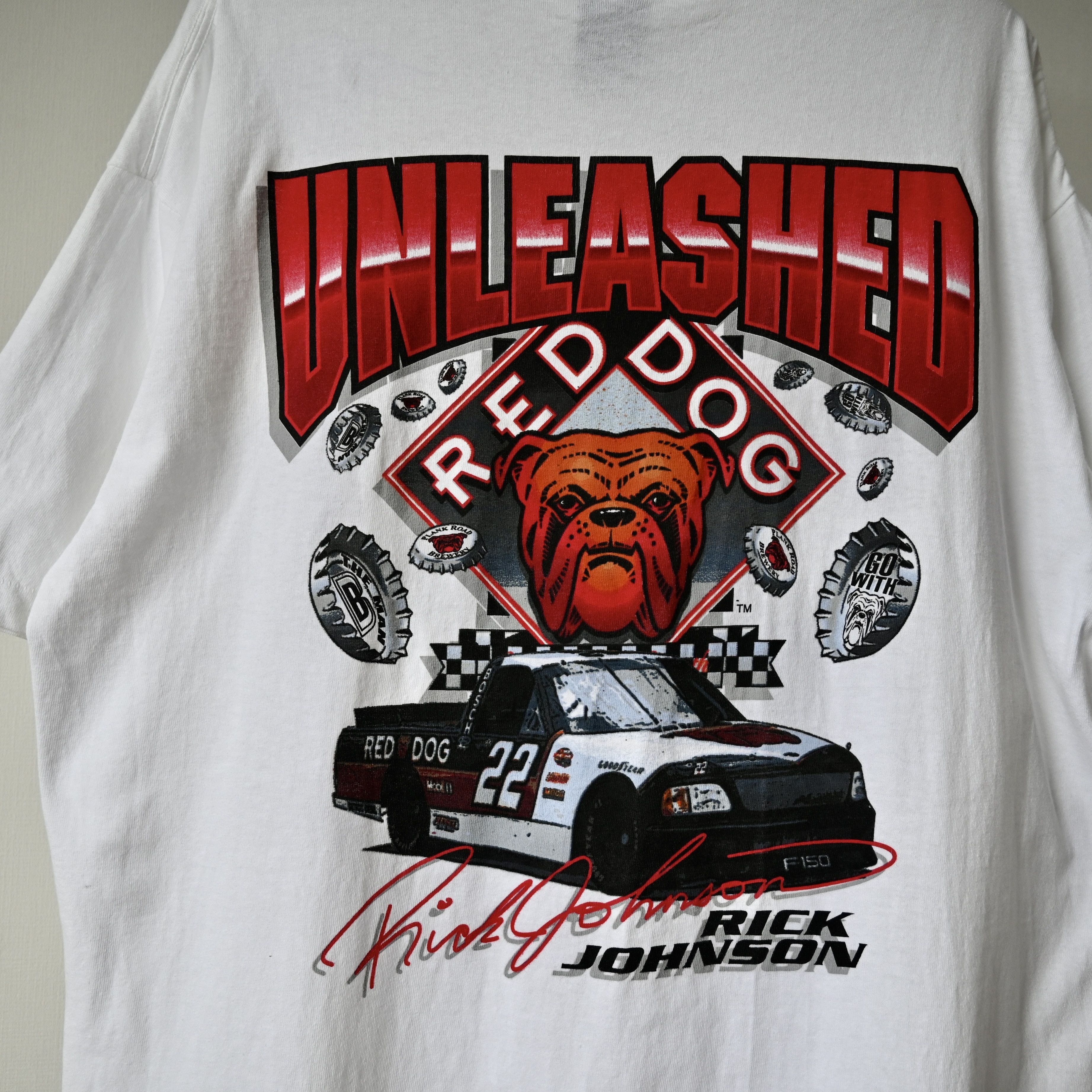 No Fear Vintage 1990s RICK JOHNSON x RED DOG racing t-shirt Size US XL / EU 56 / 4 - 1 Thumbnail