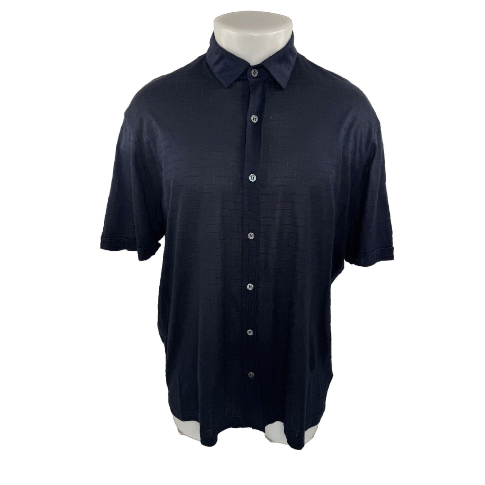 Canali CANALI 1934 Silk Mens L Shirt Blue Short Sleeve Button-Up EXCELLENT 54/54 JC Size US L / EU 52-54 / 3 - 1 Thumbnail