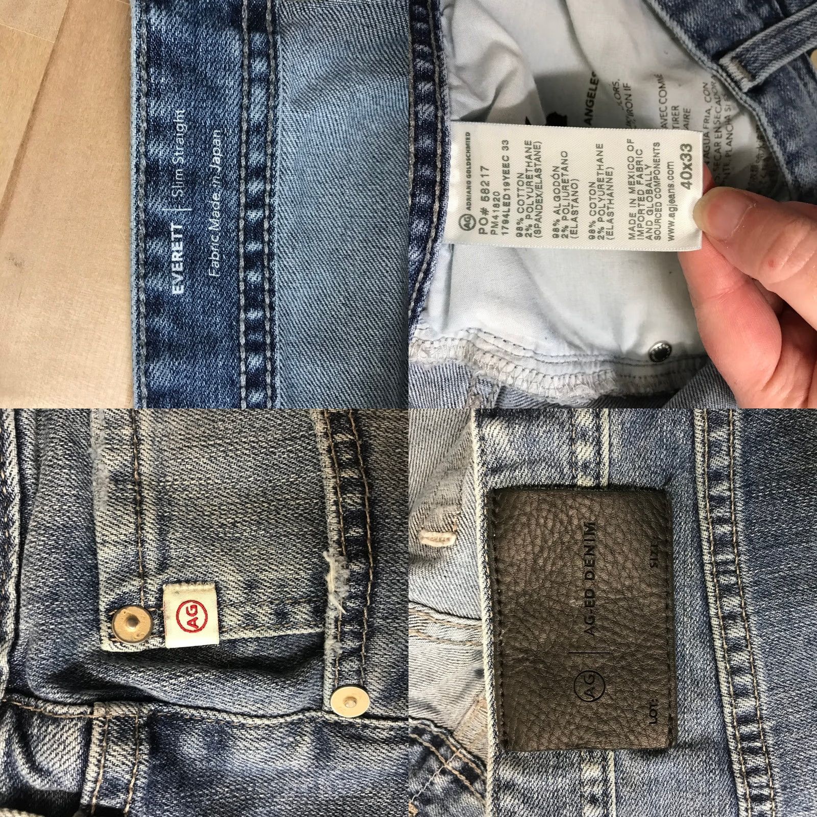 Vintage AG Adriano Goldschmied Everett Slim Straight Jeans Blue Medium Wash Mens 38x32 Straight Denim 5-Pocket Vintage No Regular Fit Jeans Size 26" / US 2 / IT 38 - 8 Thumbnail