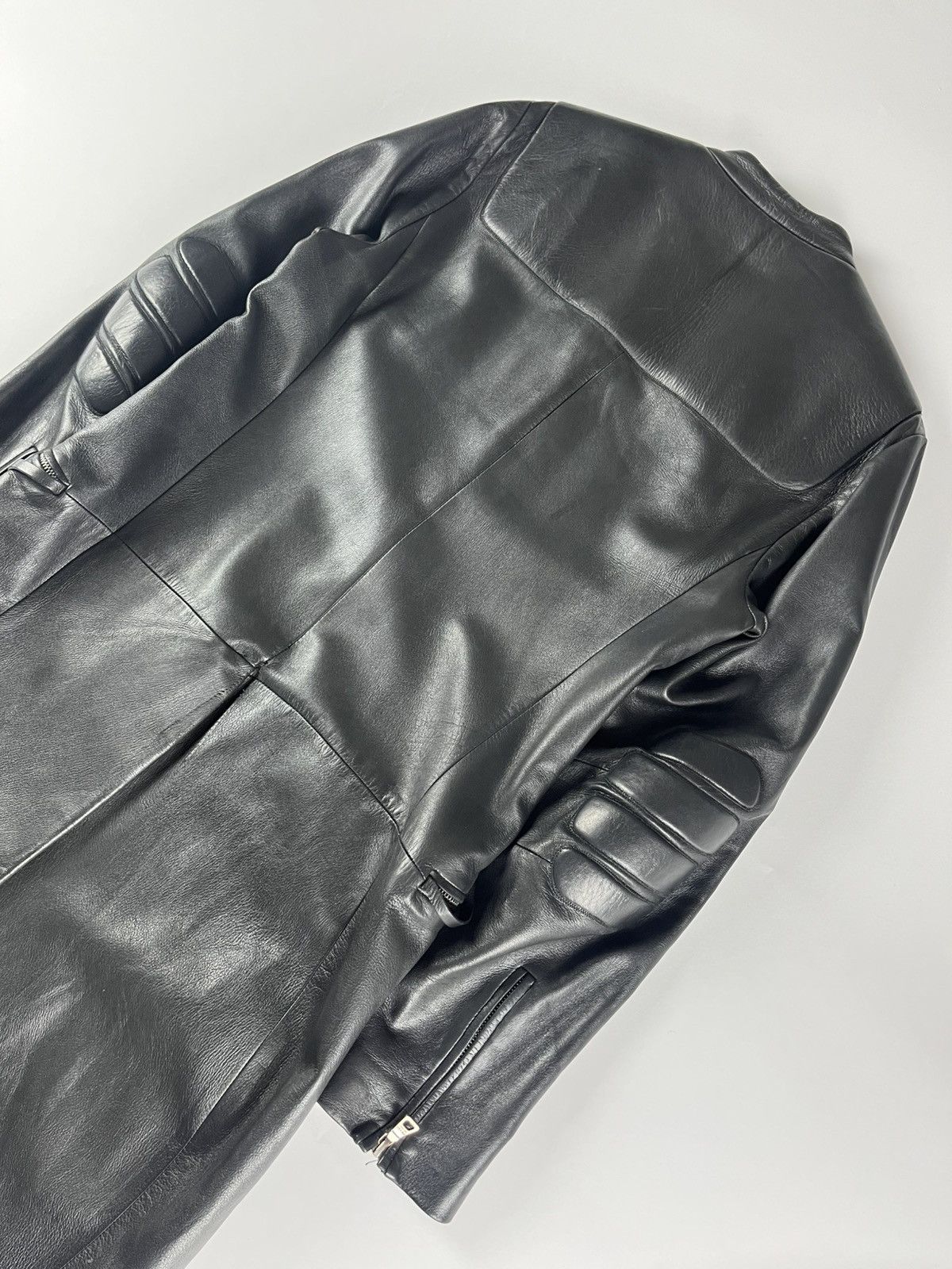 Prada Prada Black Leather Padded Shoulder Coat FW 1999 Size S / US 4 / IT 40 - 8 Thumbnail