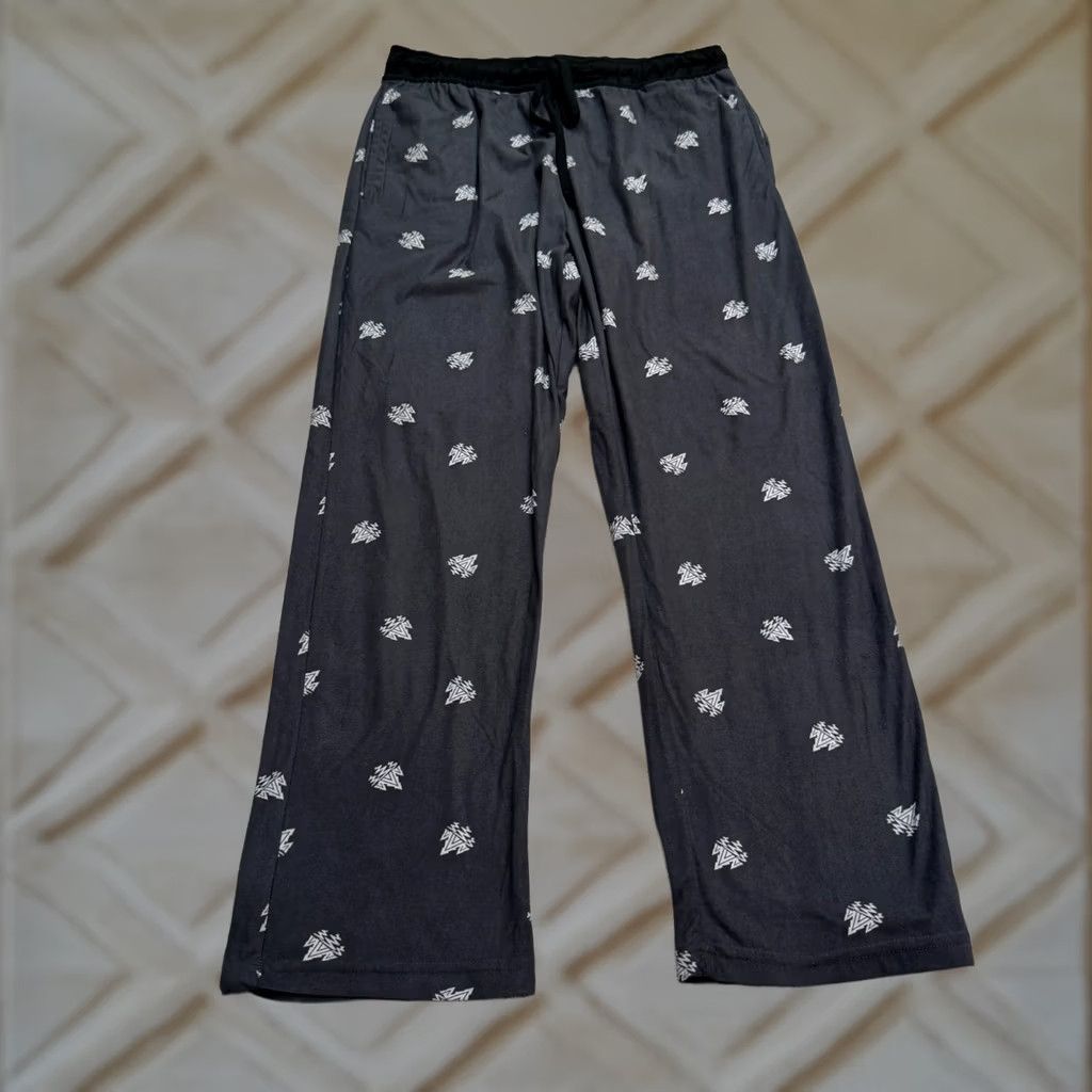 Vintage Rainforest Geometric All Over Print Pajama Pants Mens Medium Dark Gray Lounge Size US 31 - 1 Thumbnail