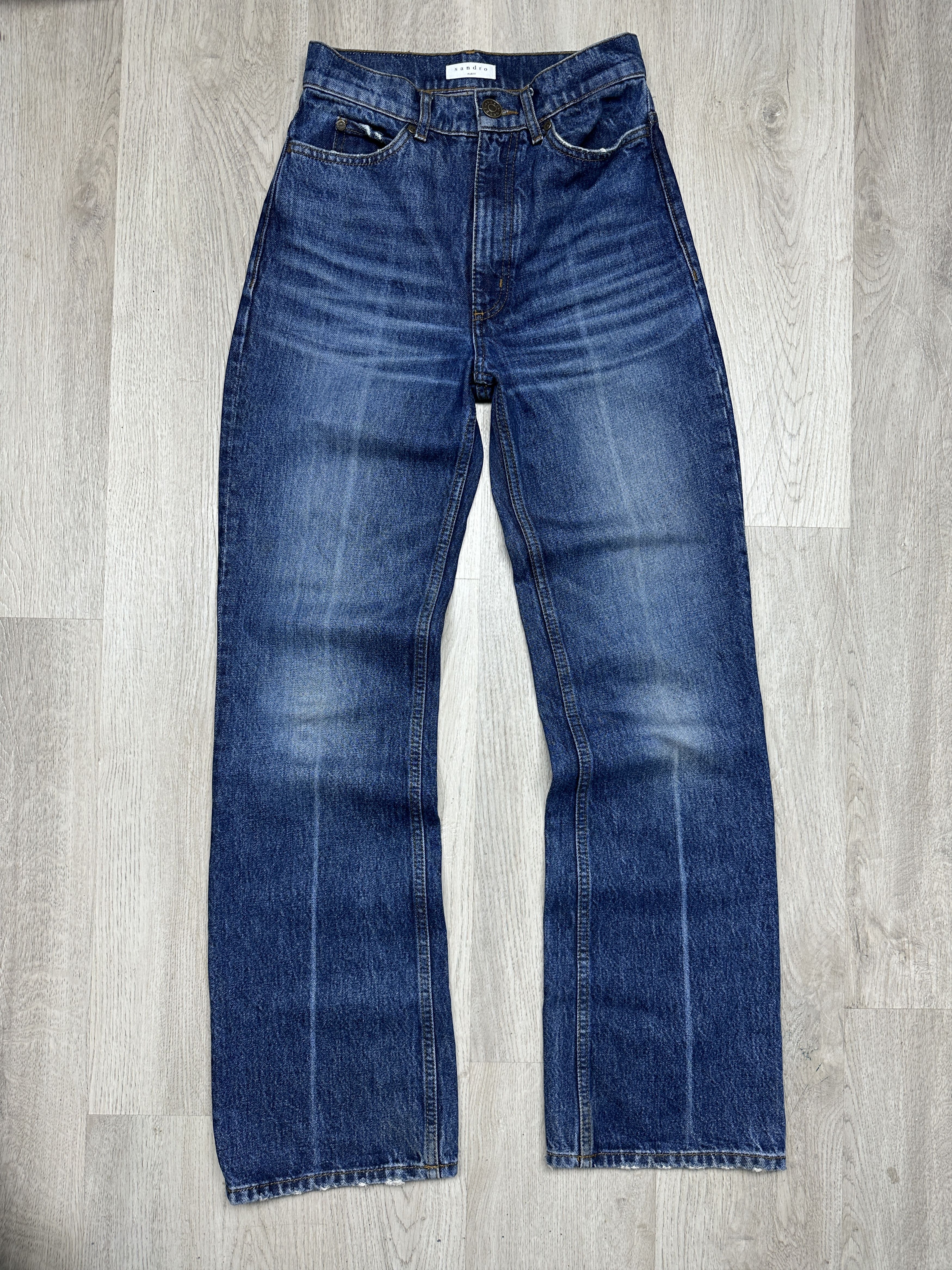 Sandro Sandro Paris Womens Wide Leg High Waist Denim Pants Jeans Size 25" / US 0 / IT 36 - 1 Thumbnail