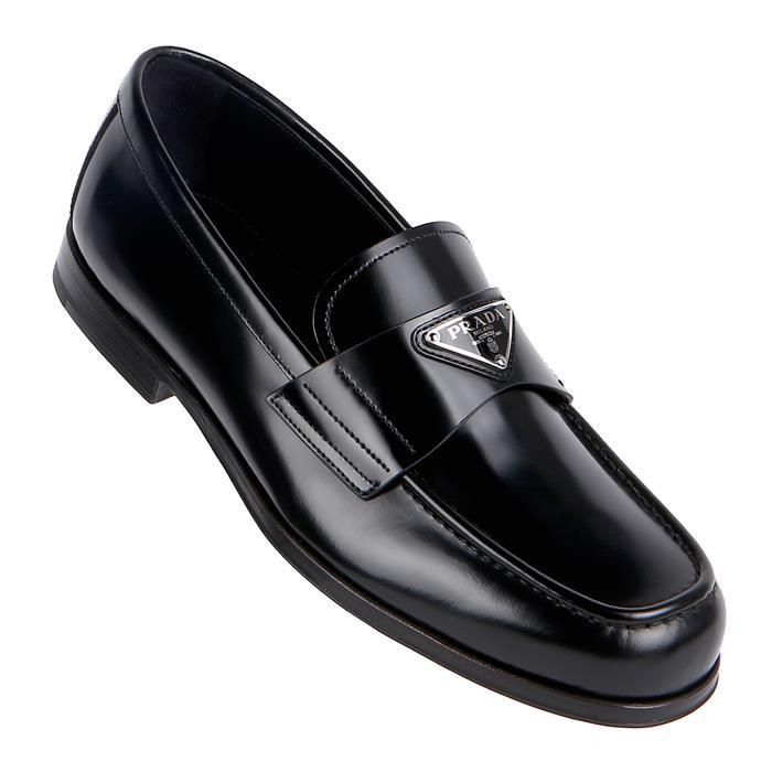 Prada Triangle Logo Brushed Leather Loafer Size US 7 / EU 40 - 1 Thumbnail