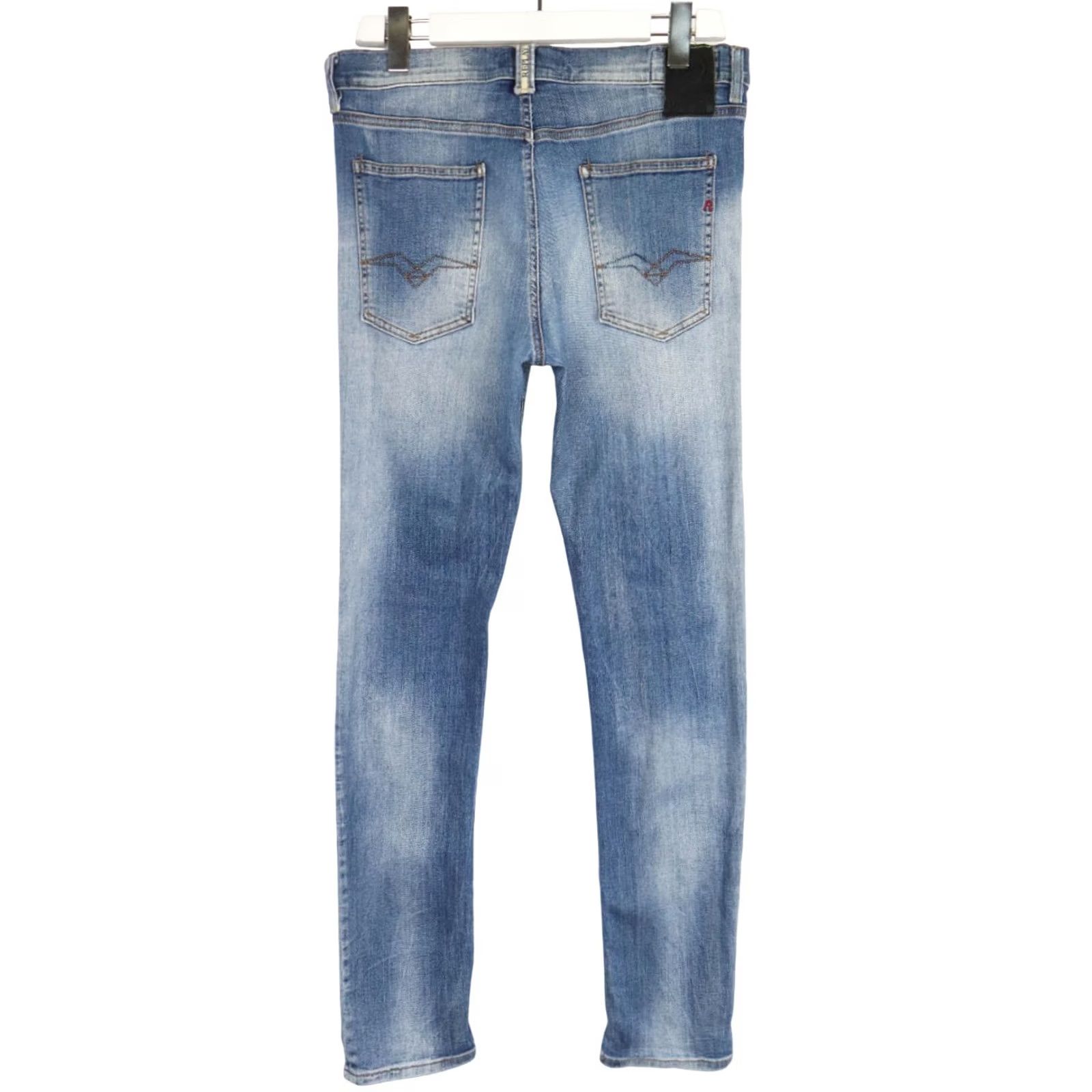 Replay REPLAY Slimpar Jeans Men's W33/L32 Slim Fit Faded Whiskered Blue Denim Zip Fly Size US 33 - 2 Thumbnail