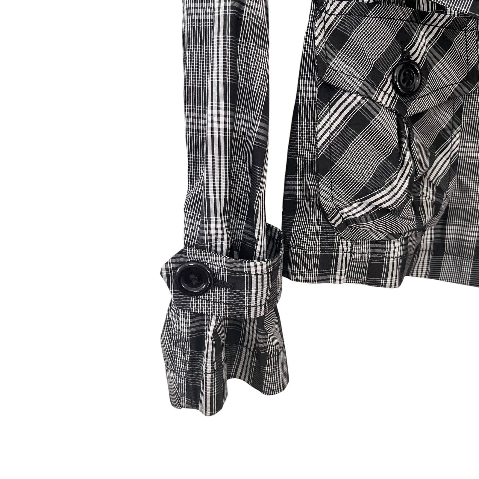 Other Blue Les Copains Black White Plaid Short Trench Coat Jacket Size S / US 4 / IT 40 - 6 Thumbnail