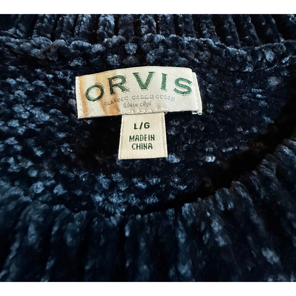 Orvis Orvis Chenille Sweater Navy Blue Heavy Round Neck Pullover Size L / US 10 / IT 46 - 7 Thumbnail