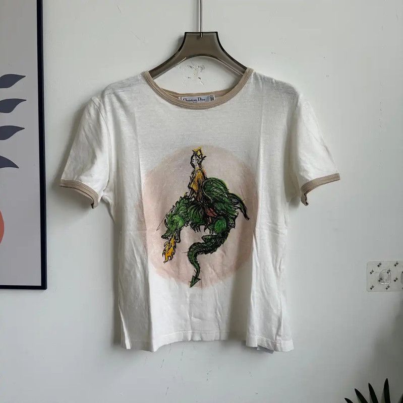 Dior Dior Women's White Graphic T-shirt 0089 Size XS / US 0-2 / IT 36-38 - 1 Thumbnail