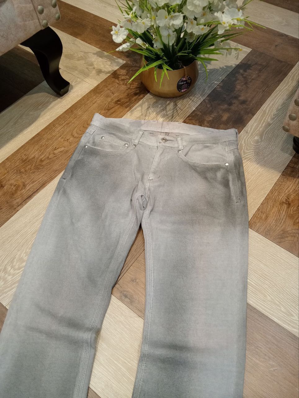 Neil Barrett BLACKBARRETT BY NEIL BARRETT LIGHT GRAY ACID JEANS Size US 33 - 4 Thumbnail
