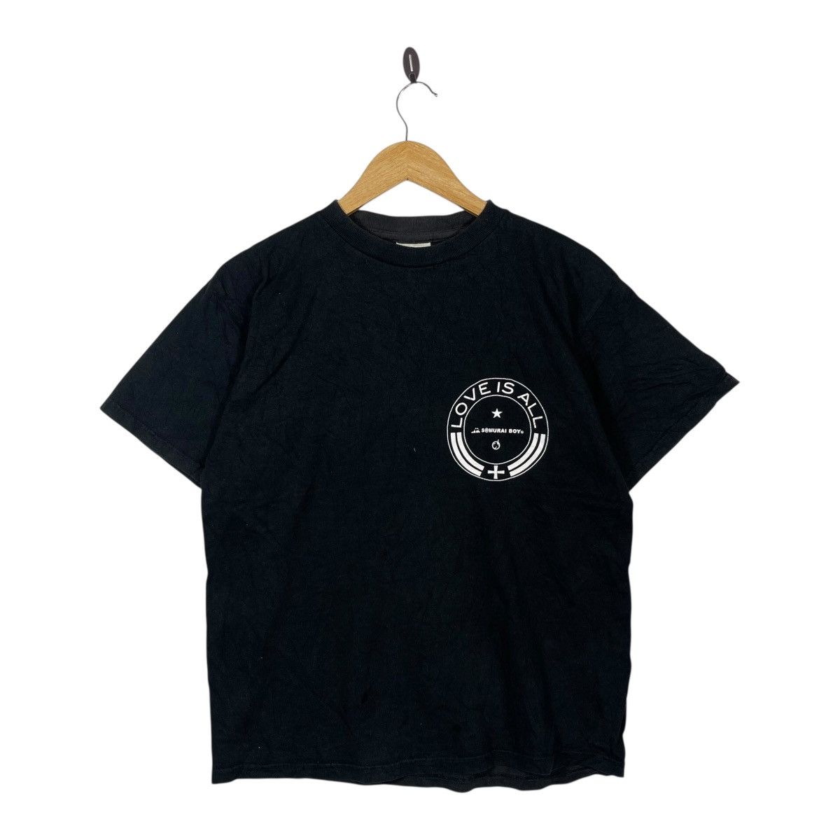 Tultex Vintage Samurai Boy Love Is All Graphic T-Shirt Black Tultex Size US XL / EU 56 / 4 - 1 Thumbnail