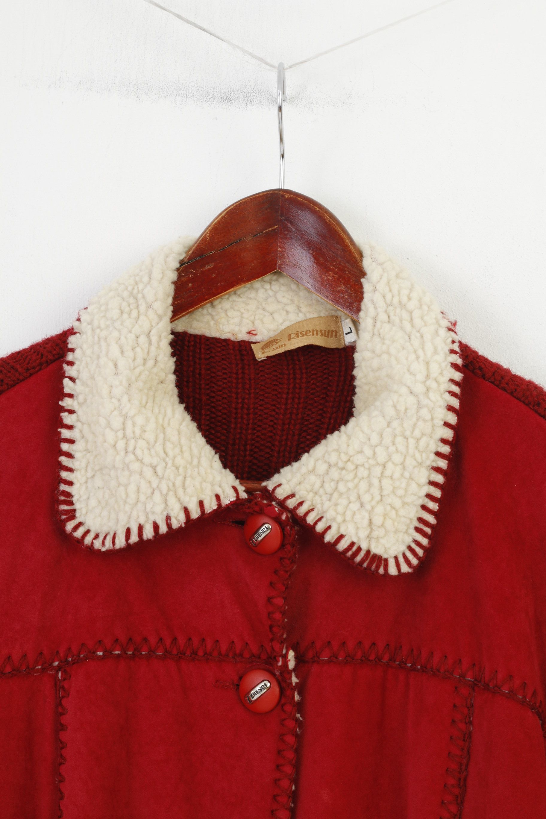 Vintage Risensun Woman L Jacket Red Padded Collar Bottoms 0152 Size L / US 10 / IT 46 - 3 Thumbnail