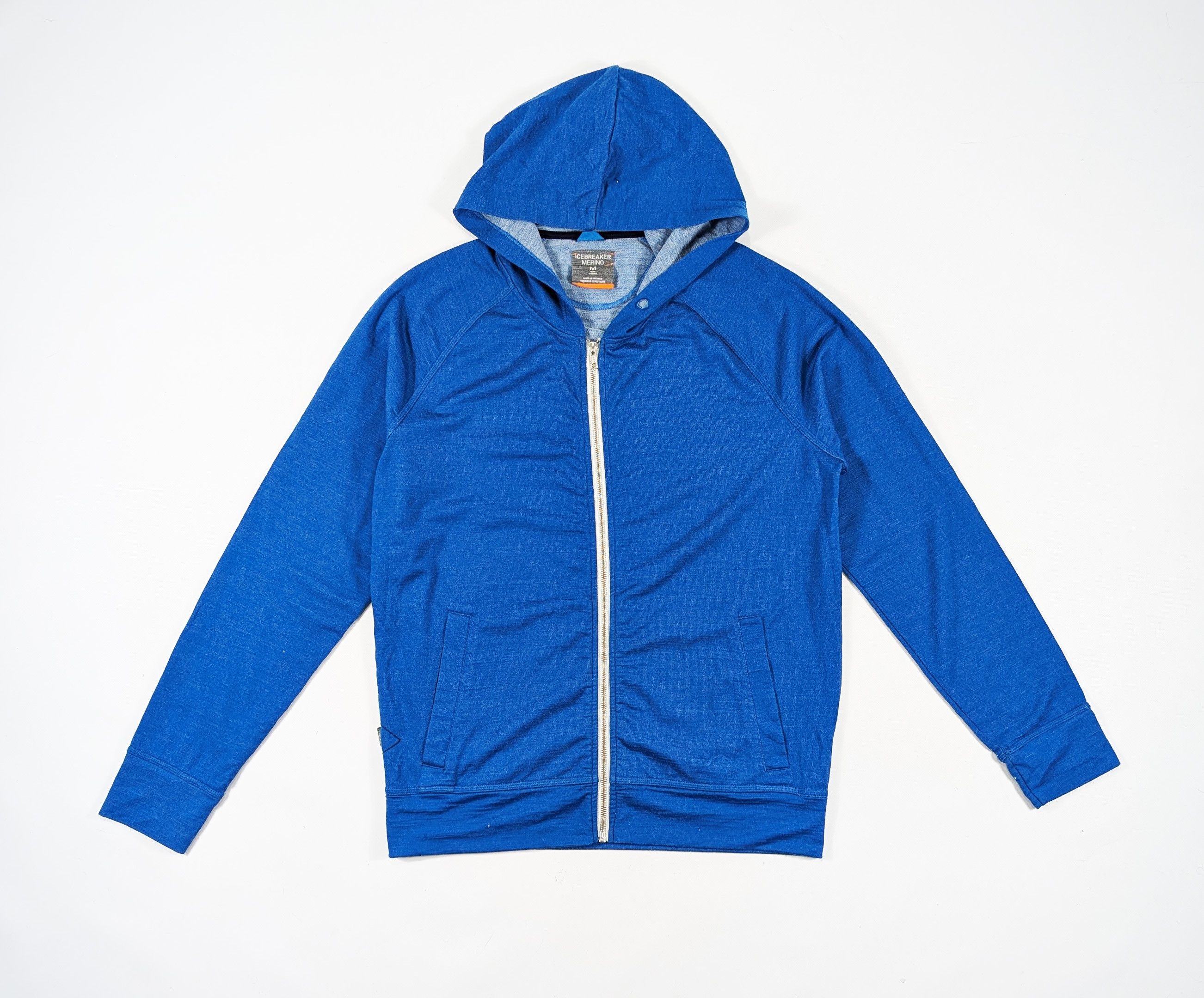 Icebreaker Blue Merino Wool Zip Hoodie Jacket Size M
