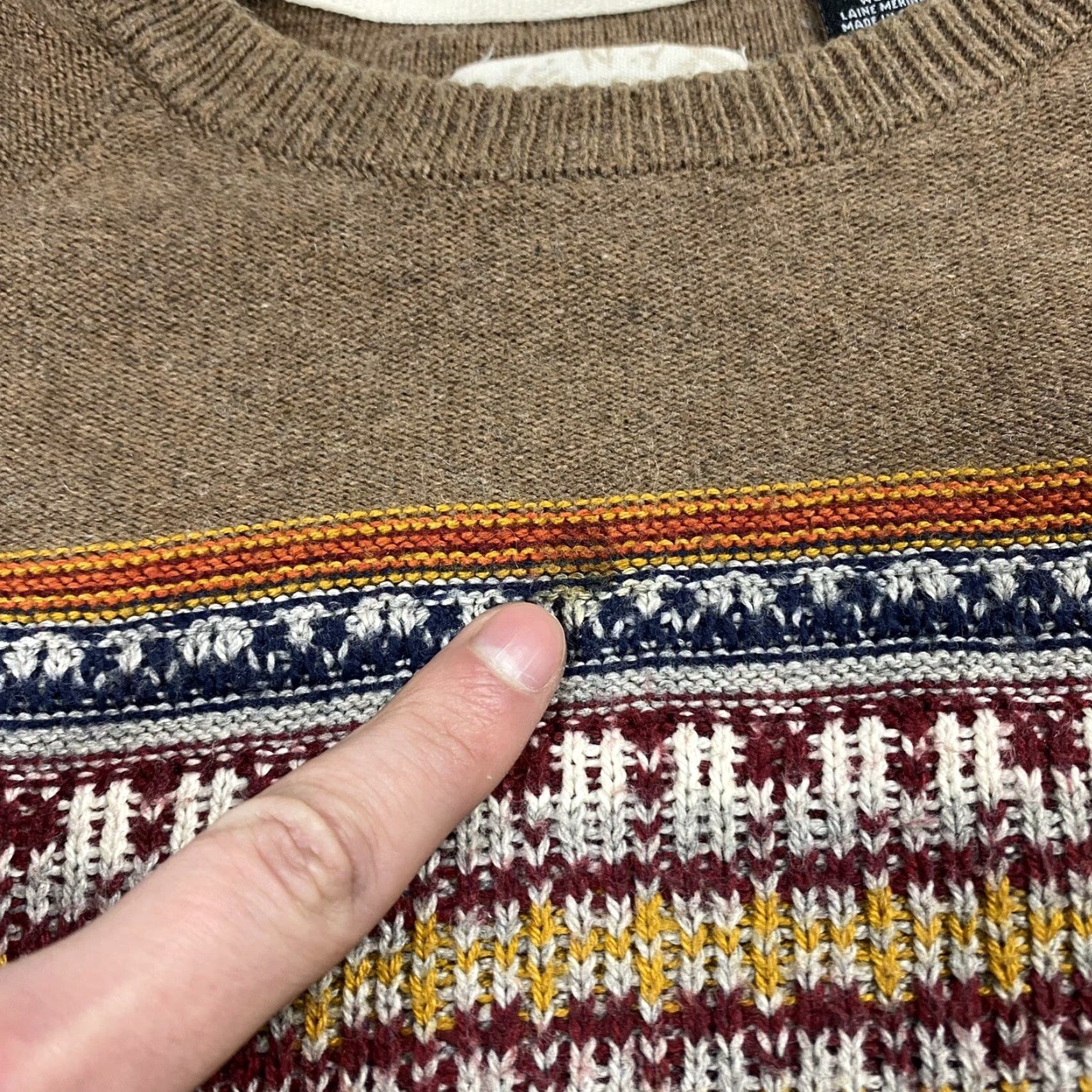 Vintage RIGGINS Cotton Merino Wool Blend Pullover Sweater 1/4 Zip Long Sleeve Large Brown Casual Mens Size US L / EU 52-54 / 3 - 3 Thumbnail