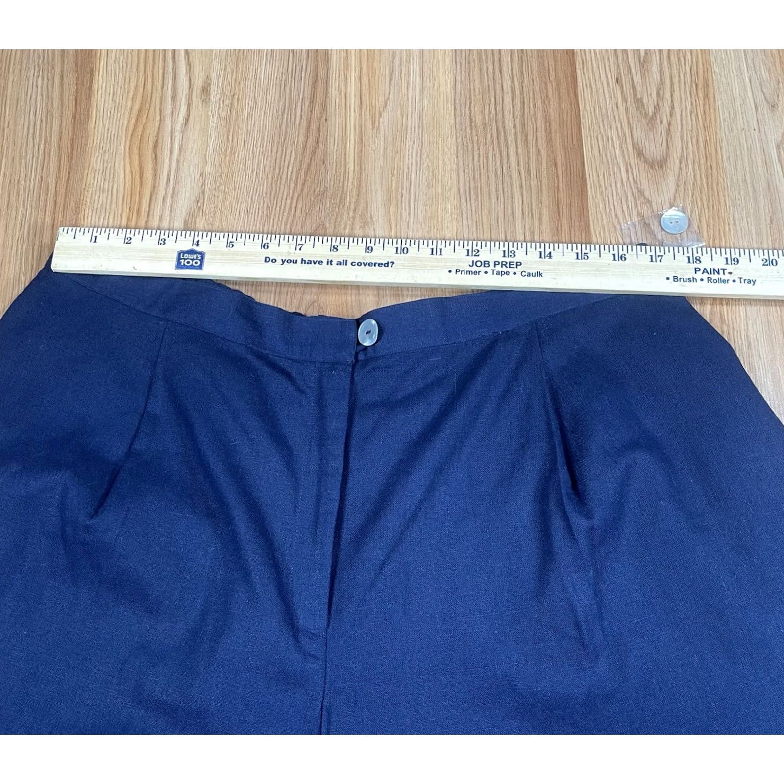Vintage Options Melrose Pants Womens 3X Blue High Rise Linen Blend Straight Leg Pockets Size 40" / US 18 - 3 Thumbnail