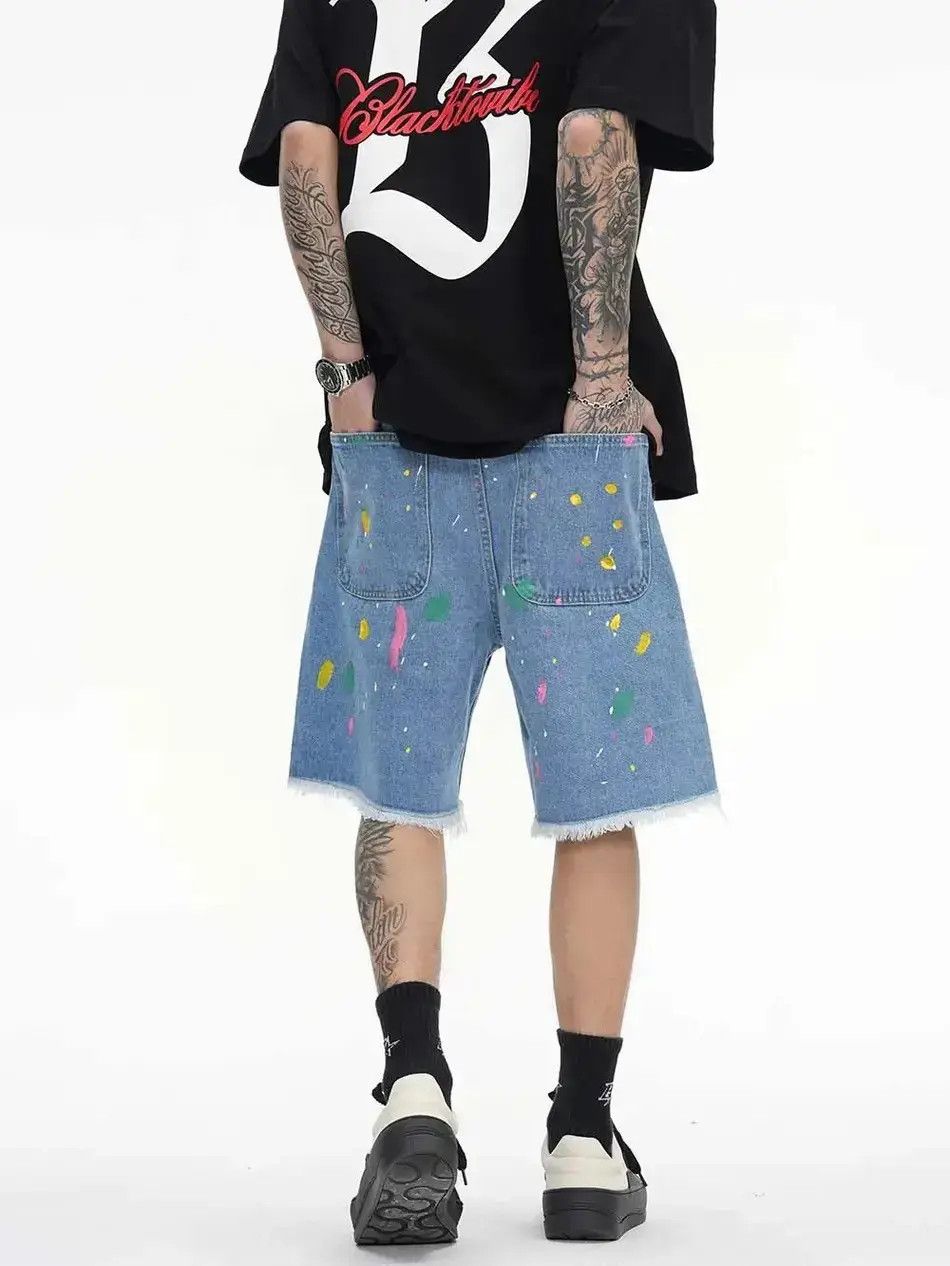 Japanese Brand Graffiti style denim shorts baggy in vibe style cargo y2k Size US 30 / EU 46 - 3 Thumbnail