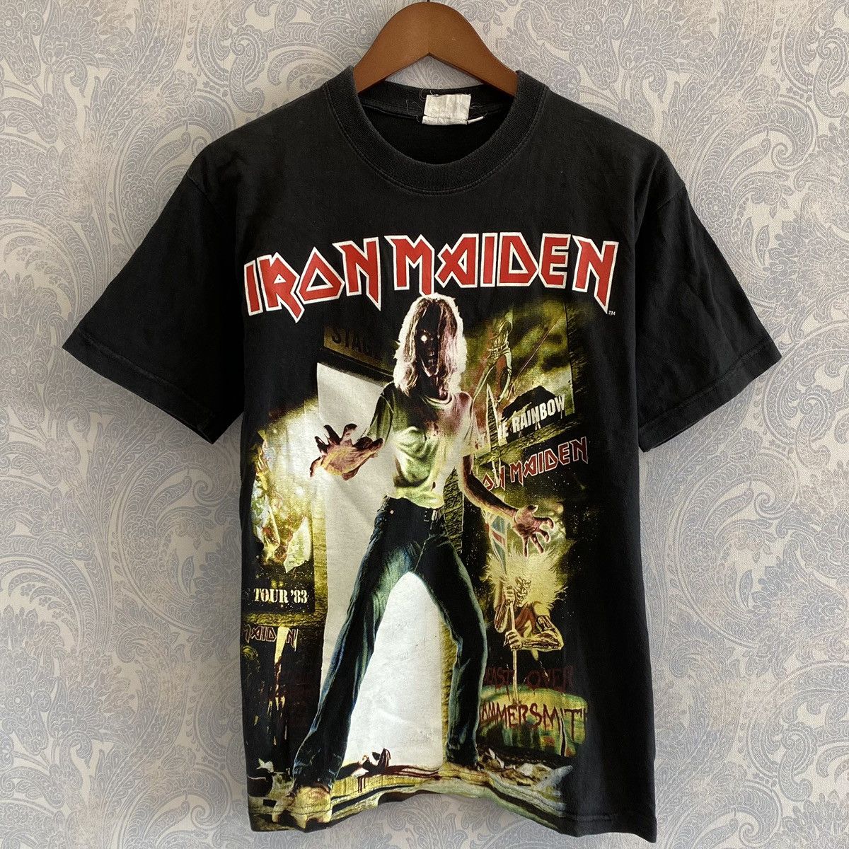 image of Iron Maiden 1983 Tour Shirt Size Small Rock Metal in Black, Men's