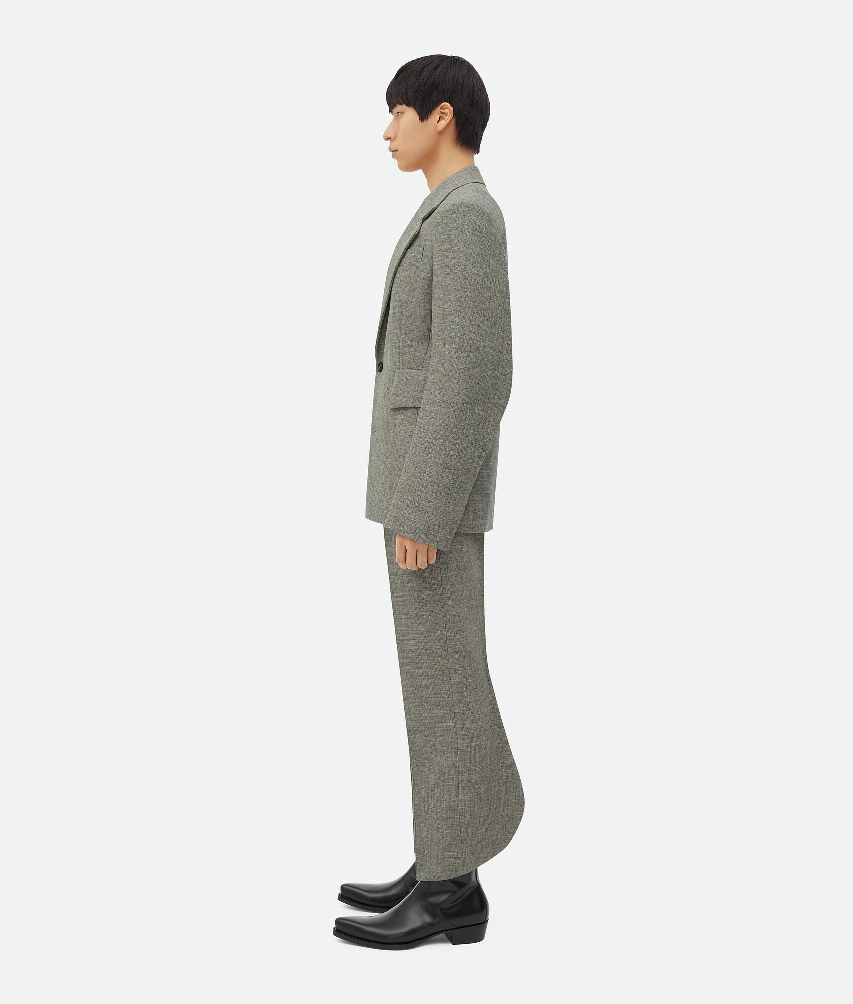 Bottega Veneta o1n1vont1224 Curved Sleeves Wool Jacket in Grey Size US L / EU 52-54 / 3 - 2 Thumbnail