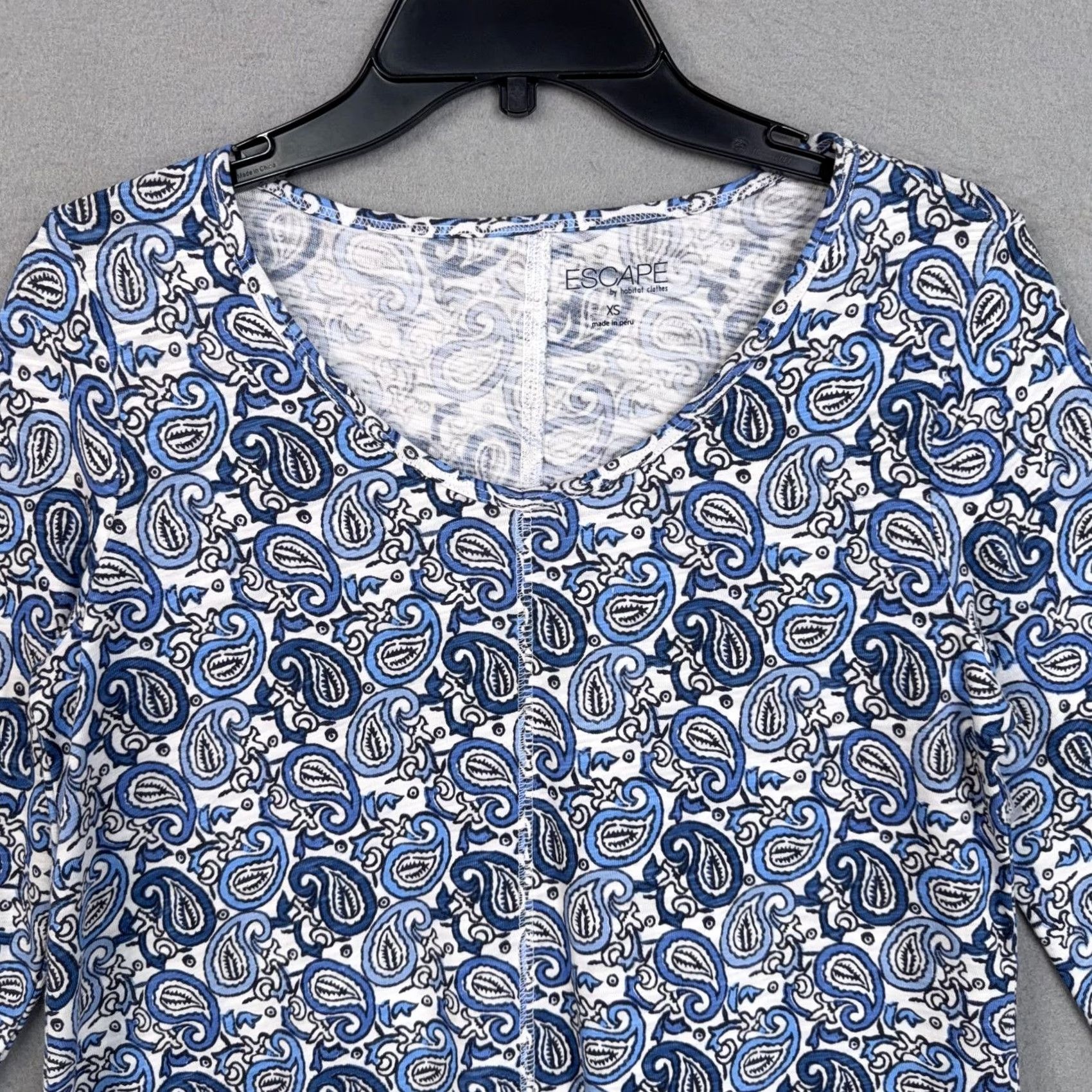 Habitat Escape by Habitat Clothes Shirt Womens XS Blue Paisley Scoop Neck Tunic Top Size XS / US 0-2 / IT 36-38 - 2 Thumbnail