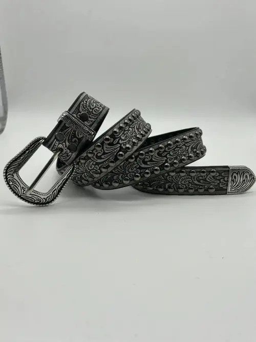 Japanese Brand Gothic Studded Belt (cement gray) Size ONE SIZE - 5 Thumbnail