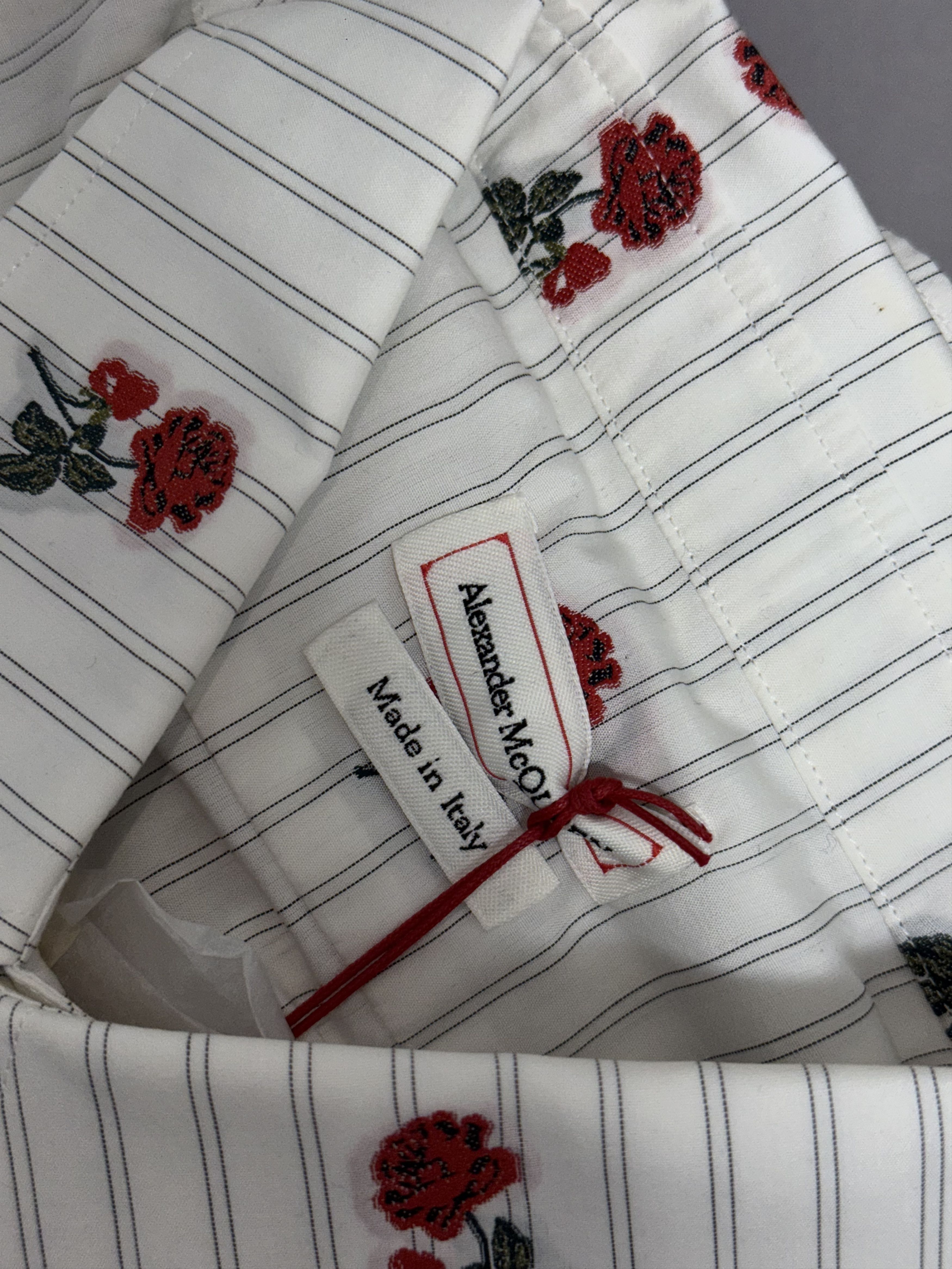 Alexander McQueen Floral Rose Embroidery Stripe Dress Shirt Size US M / EU 48-50 / 2 - 3 Thumbnail