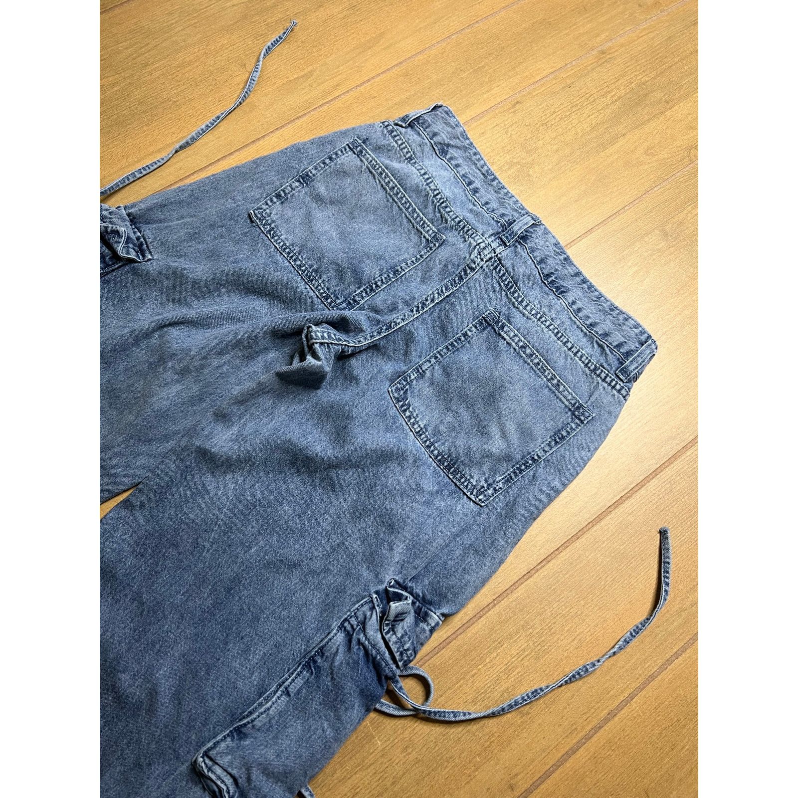 Vintage Simple Society Womens Cargo Jeans Wide Leg Y2K Baggy 5/27 Size 27" / US 4 / IT 40 - 10 Thumbnail