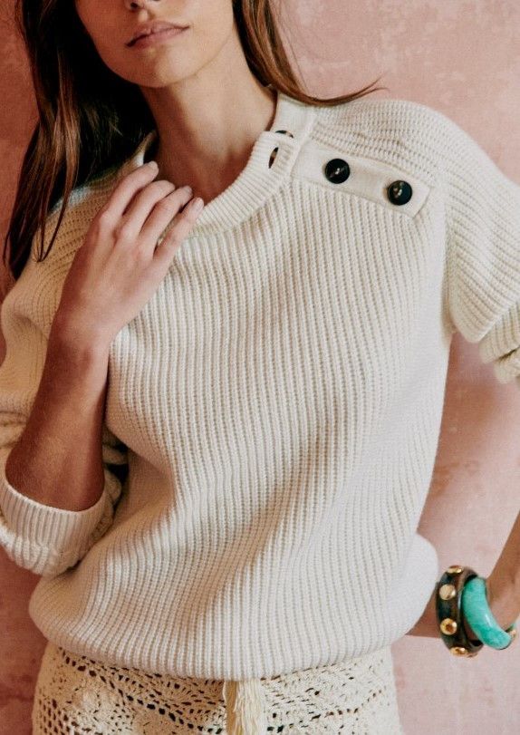 Sezane Sezane Darius wool/cotton sweater in ecru. Size S Size S / US 4 / IT 40 - 2 Thumbnail