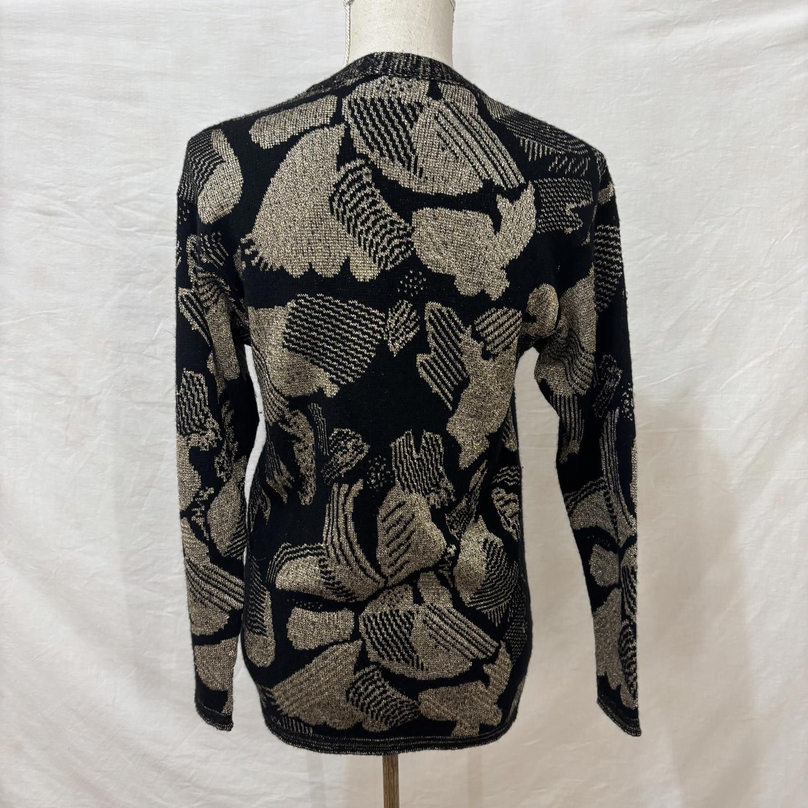 Other Vtg 80s metallic knit black & gold cardigan by Betty Hanson Size M / US 6-8 / IT 42-44 - 4 Thumbnail
