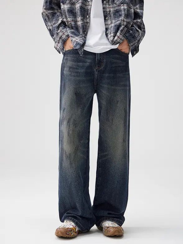 Haruno x Jinno American retro dirty washed jeans