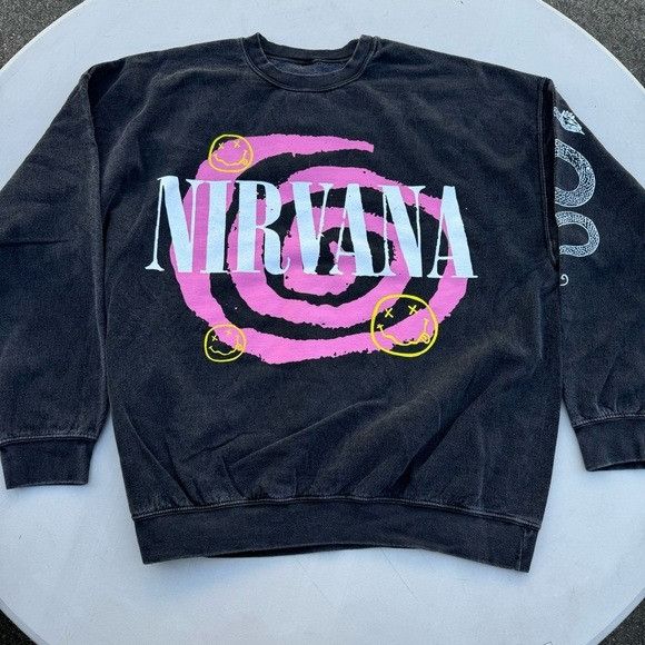 Band Tees × Nirvana Nirvana Helix Smile Oversized Crew Neck Sweatshirt Sz L/XL Size US XL / EU 56 / 4 - 5 Thumbnail