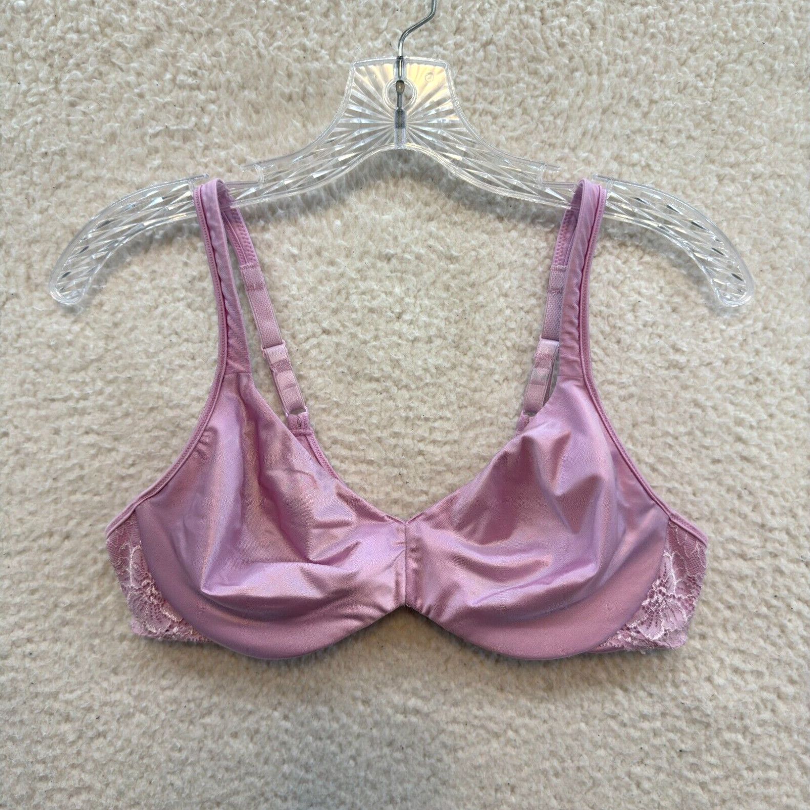 Vintage Bali Bra 36C Pink Satin Lace Underwire Unlined Comfort | Grailed