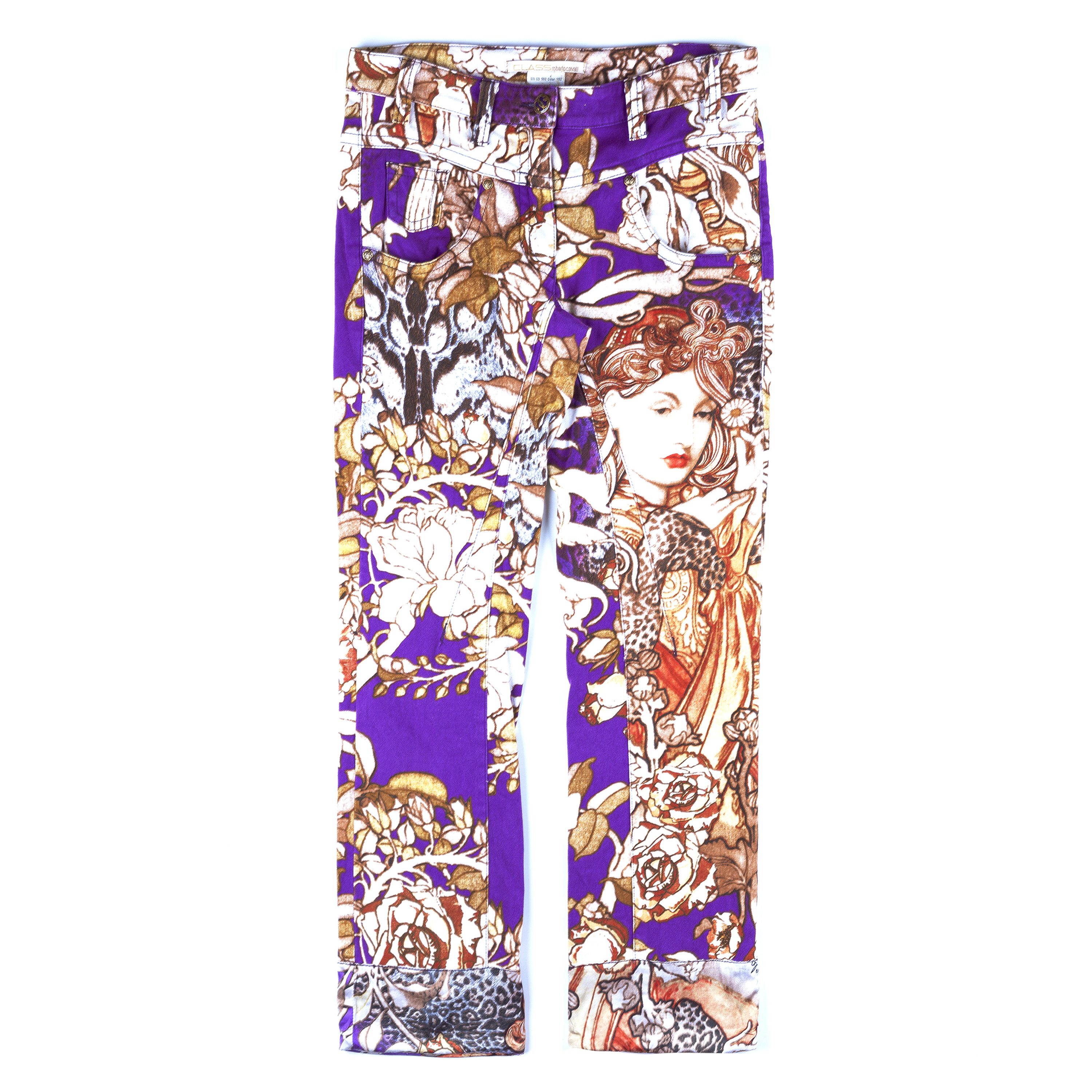 Cavalli Class × Just Cavalli × Roberto Cavalli Roberto Cavalli Class Mucha Printed Purple Pants (S/M) Size 27" / US 4 / IT 40 - 1 Thumbnail