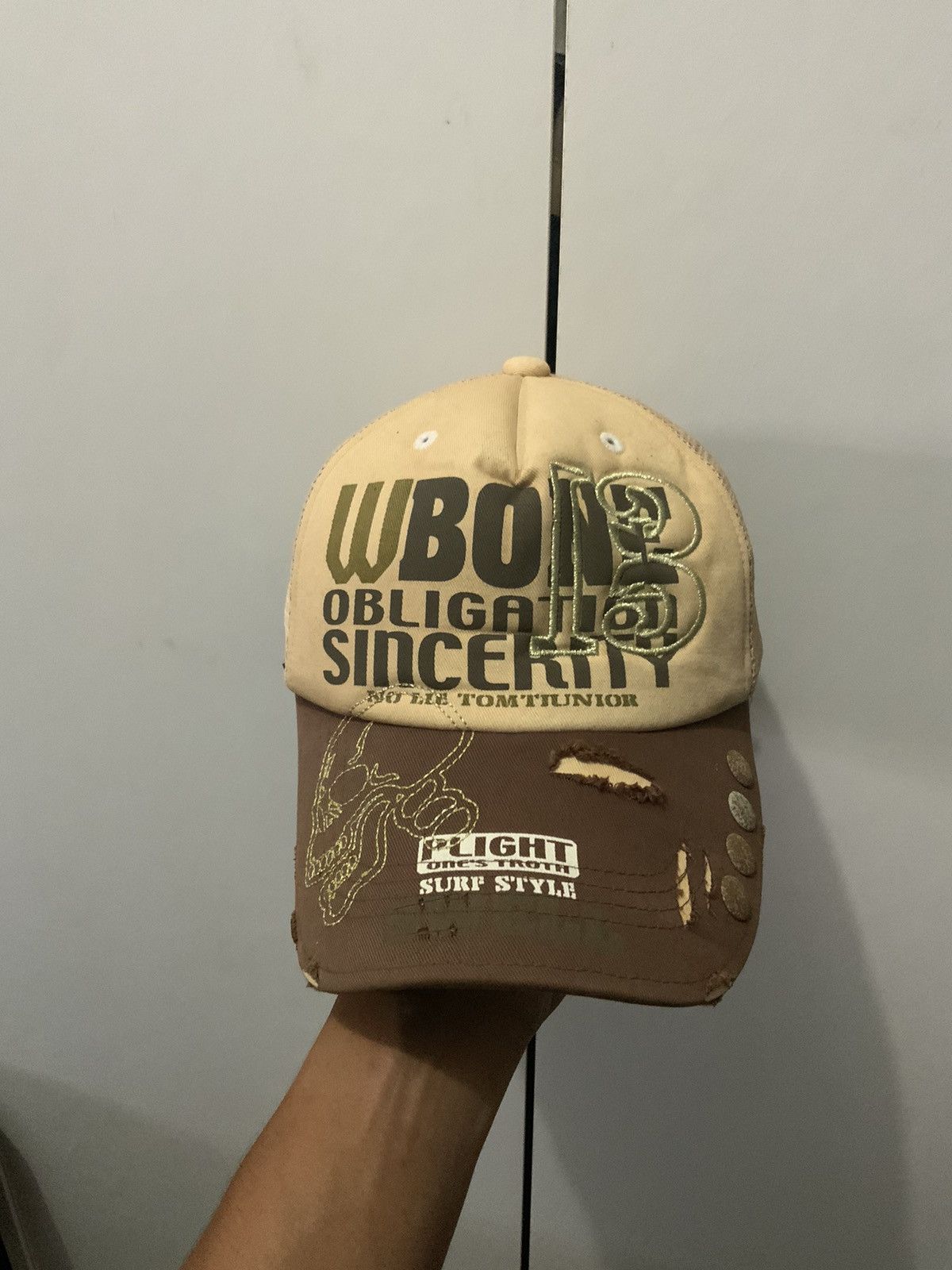 Japanese Brand WBone Obligation Distressed Trucker Hat Size ONE SIZE - 5 Thumbnail