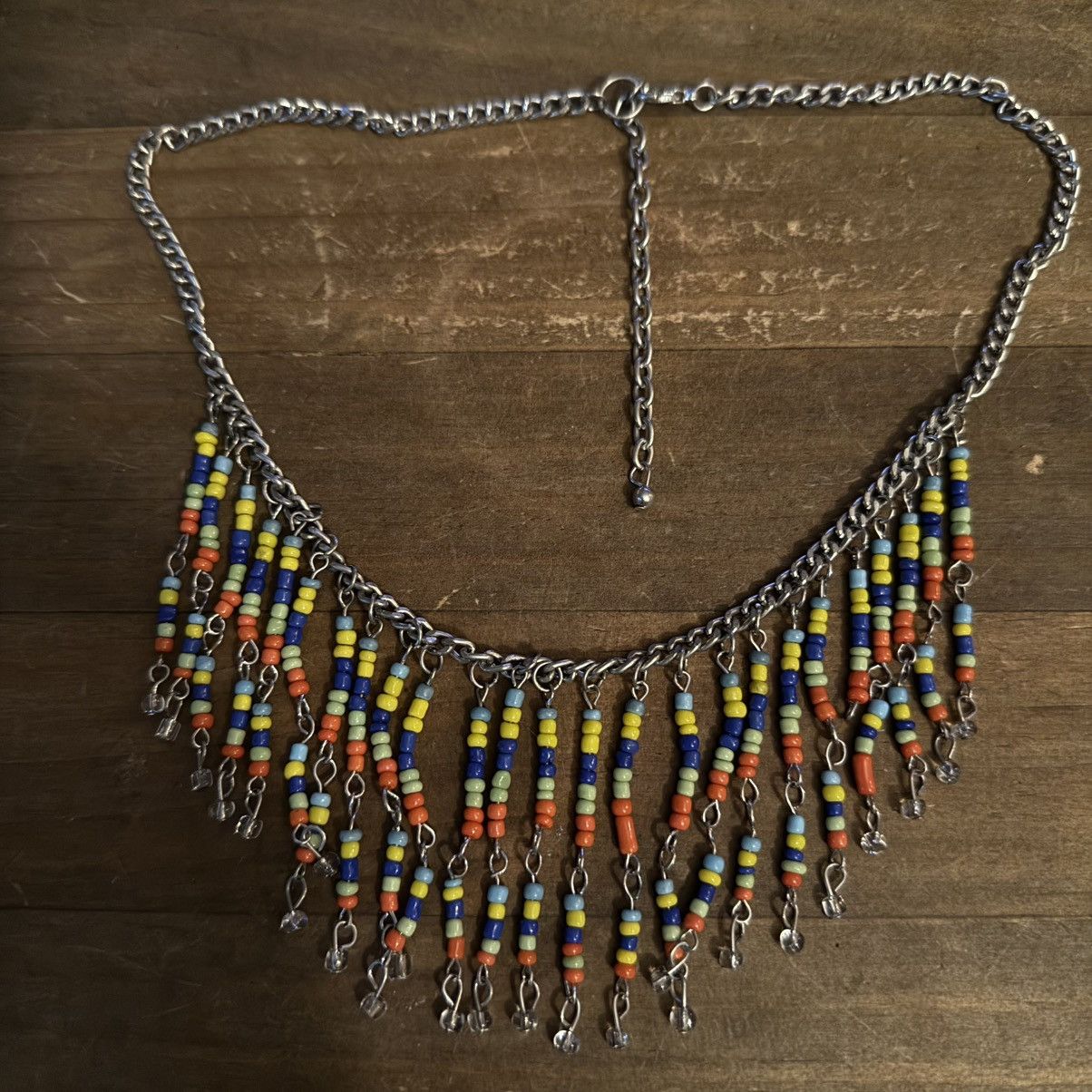 Other Silver tone multicolor fringe bead bib necklace Size ONE SIZE - 3 Thumbnail
