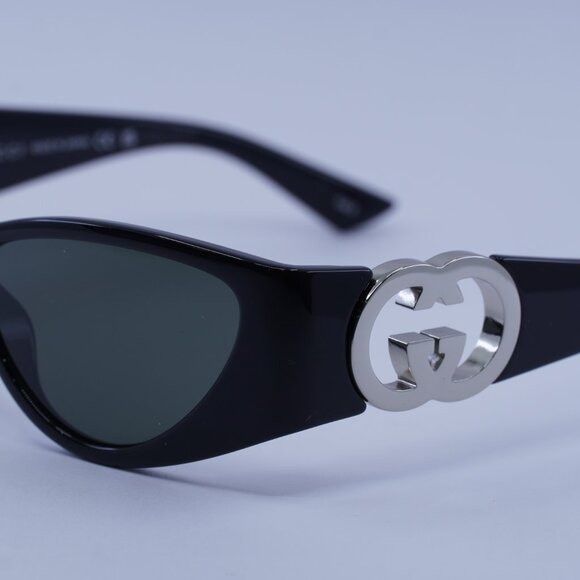 Gucci Gucci GG1824S 001 Sunglasses Black/Silver Cat Eye Frame Size ONE SIZE - 4 Thumbnail