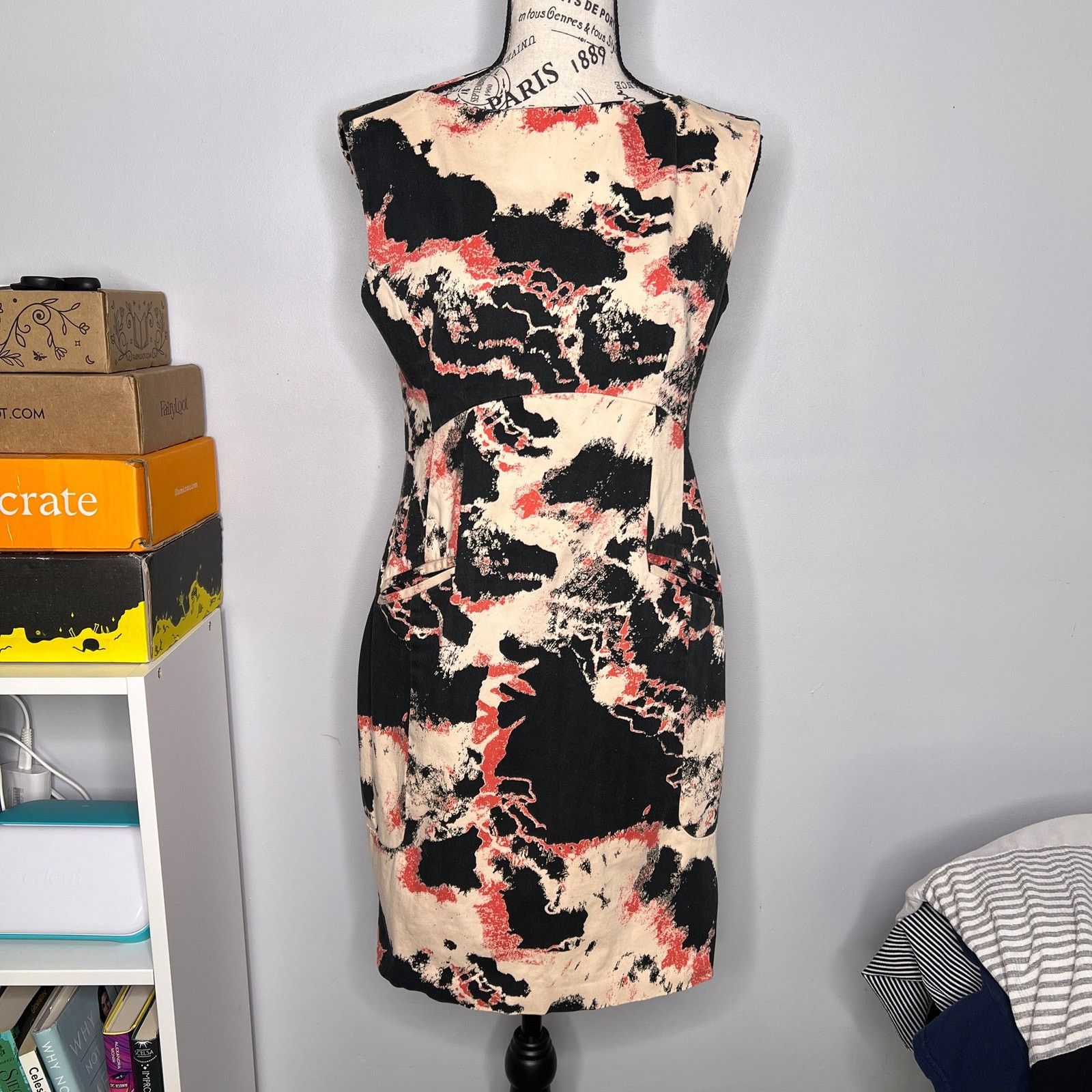 French Connection Splotch Patterned Sleeveless Pocketed Shift Dress Size M / US 6-8 / IT 42-44 - 13 Thumbnail