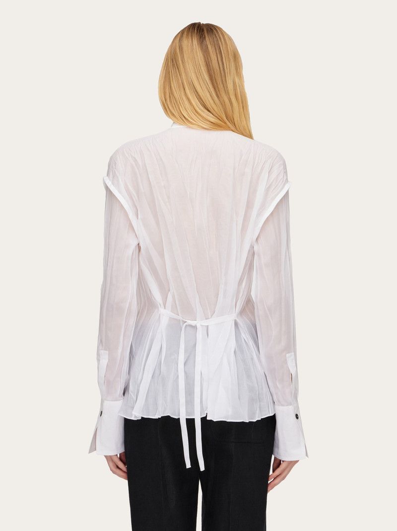 Salvatore Ferragamo o1s1rm0426 Irregular Pleat Shirt in White Size XS / US 0-2 / IT 36-38 - 3 Thumbnail