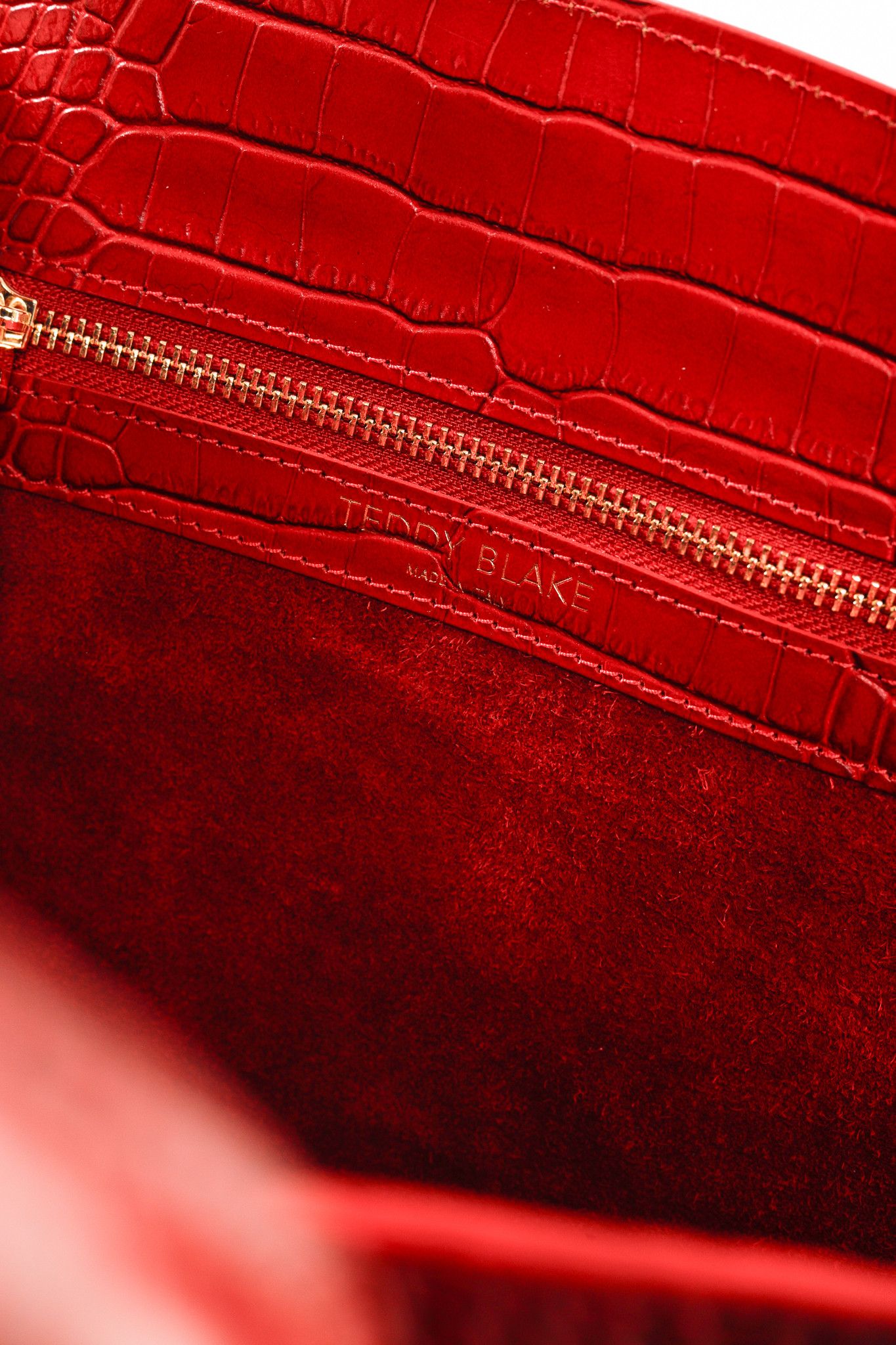 Designer Teddy Blake Kate Red Croco Embossed Leather Handbag Size ONE SIZE - 11 Thumbnail