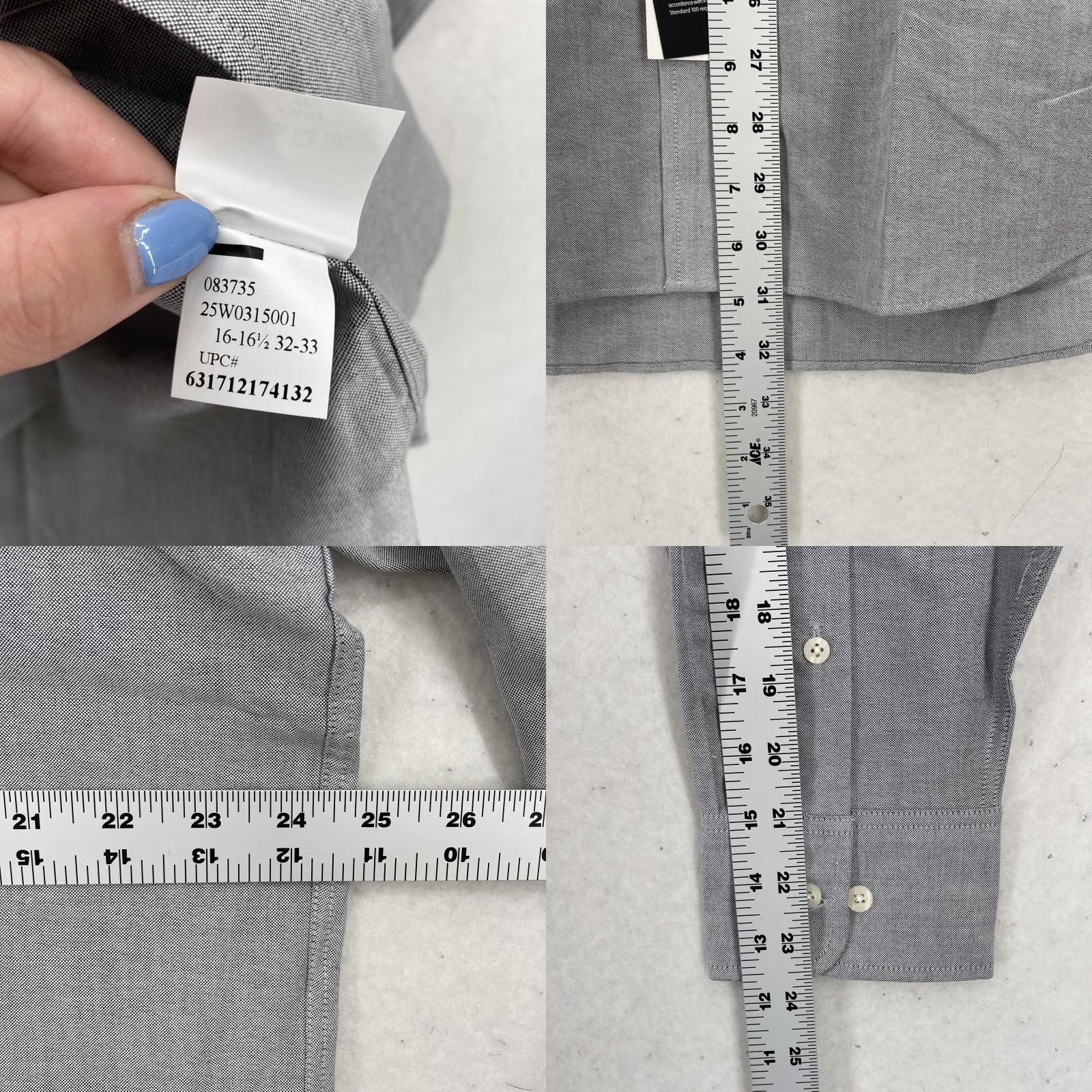 Chaps Chaps Shirt Mens 16-16.5 Gray Button-Down Wrinkle Free Classic Fit Oxford Pocket Shirt Size US L / EU 52-54 / 3 - 8 Thumbnail